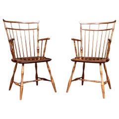 Pair Of  D.R. Dimes Bird Cage Windsor Arm Chairs