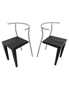 Pareja de sillas Dr. Glob en negro y plata, Philip Stark para Kartell, Italia