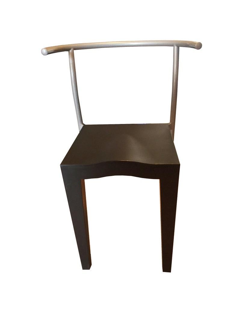italien Paire de chaises Dr. Glob noires et argentées, Philip Stark pour Kartell, Italie  en vente