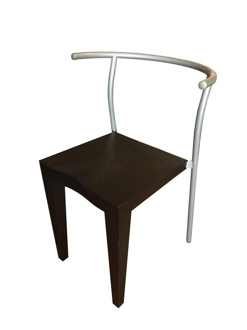 Paire de chaises Dr. Glob noires et argentées, Philip Stark pour Kartell, Italie  Bon état - En vente à Basel, BS