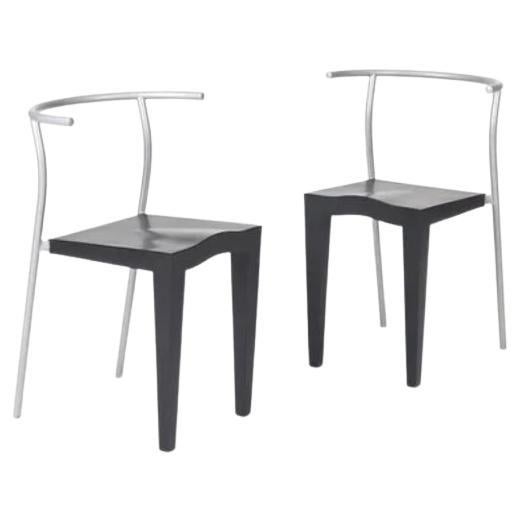 Paire de chaises Dr. Glob noires et argentées, Philip Stark pour Kartell, Italie  en vente