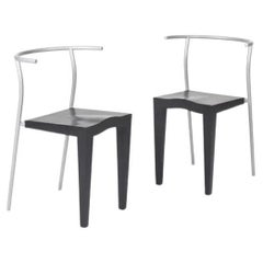 Pair of Dr. Glob Chairs in Black and Silver, Philip Stark for Kartell, Italy 