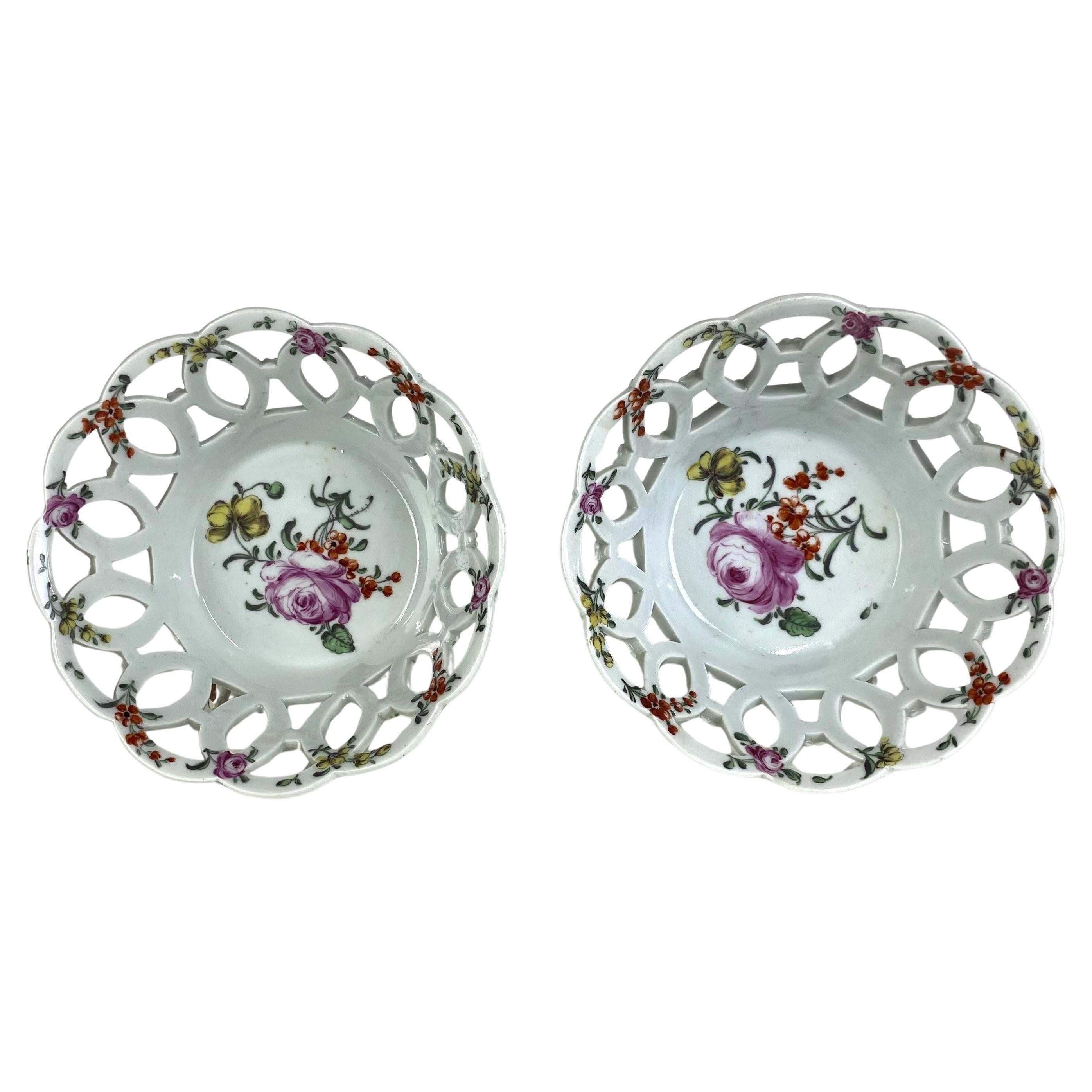 Coppia di cesti Worcester d'epoca Dr Wall in vendita