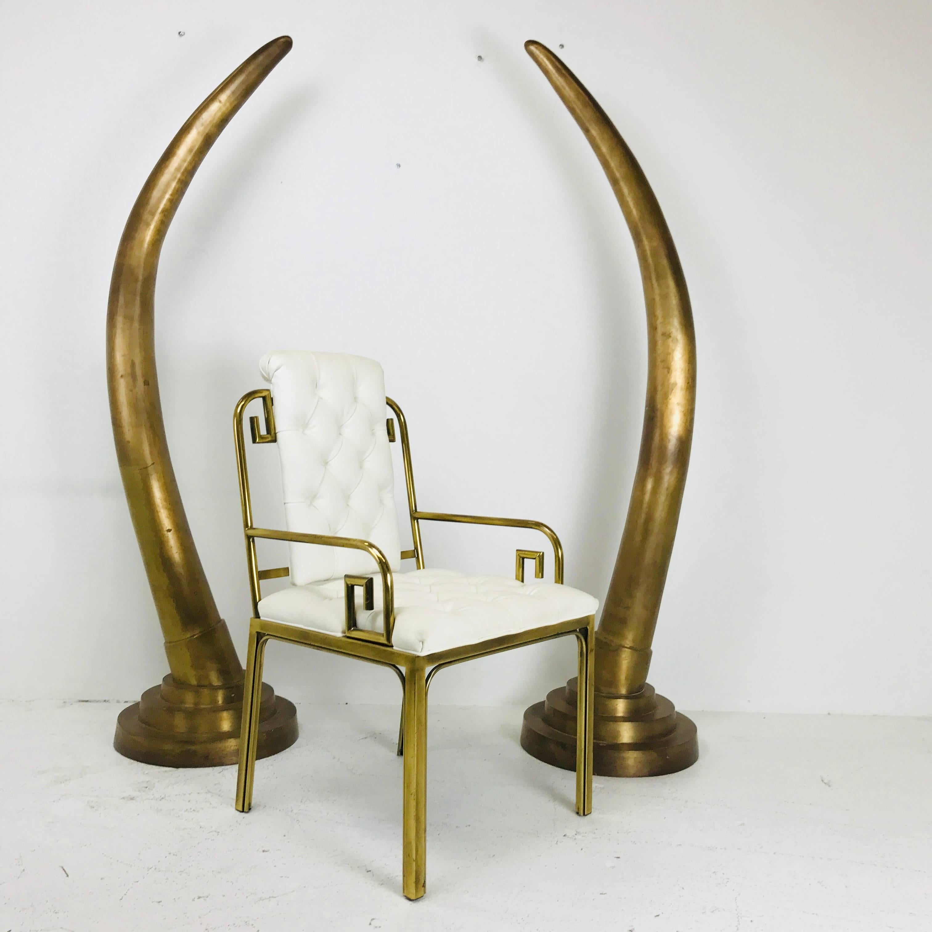 Pair of Dramatic Life-Size Brass Tusk Statues 1