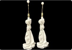 Pair of Draped Plaster Lamps, Style of John Dickinson