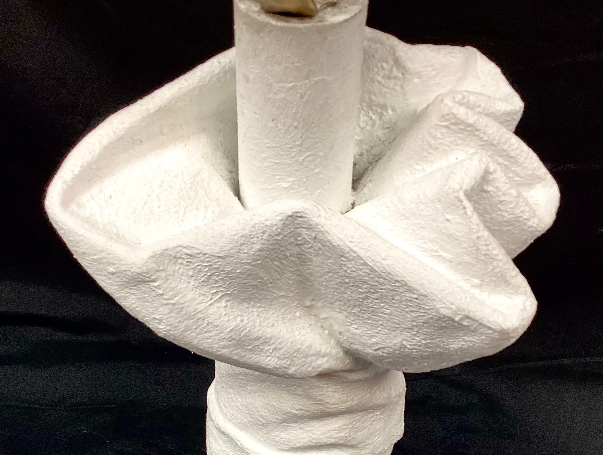Pair Of Draped Plaster Lamps, Style of John Dickinson In Good Condition In Bradenton, FL