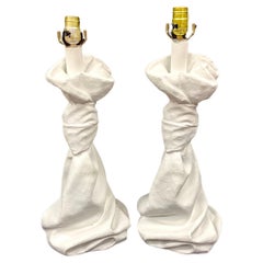 Pair Of Draped Plaster Lamps, Style of John Dickinson