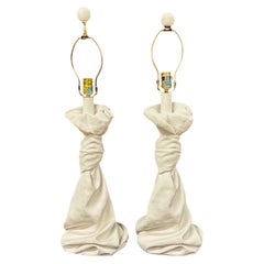 Pair of Draped Plaster Lamps, Style of John Dickinson
