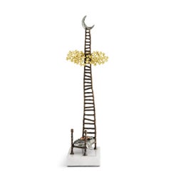 Coppia di sculture da sogno in ottone, nichel e marmo, edizione limitata