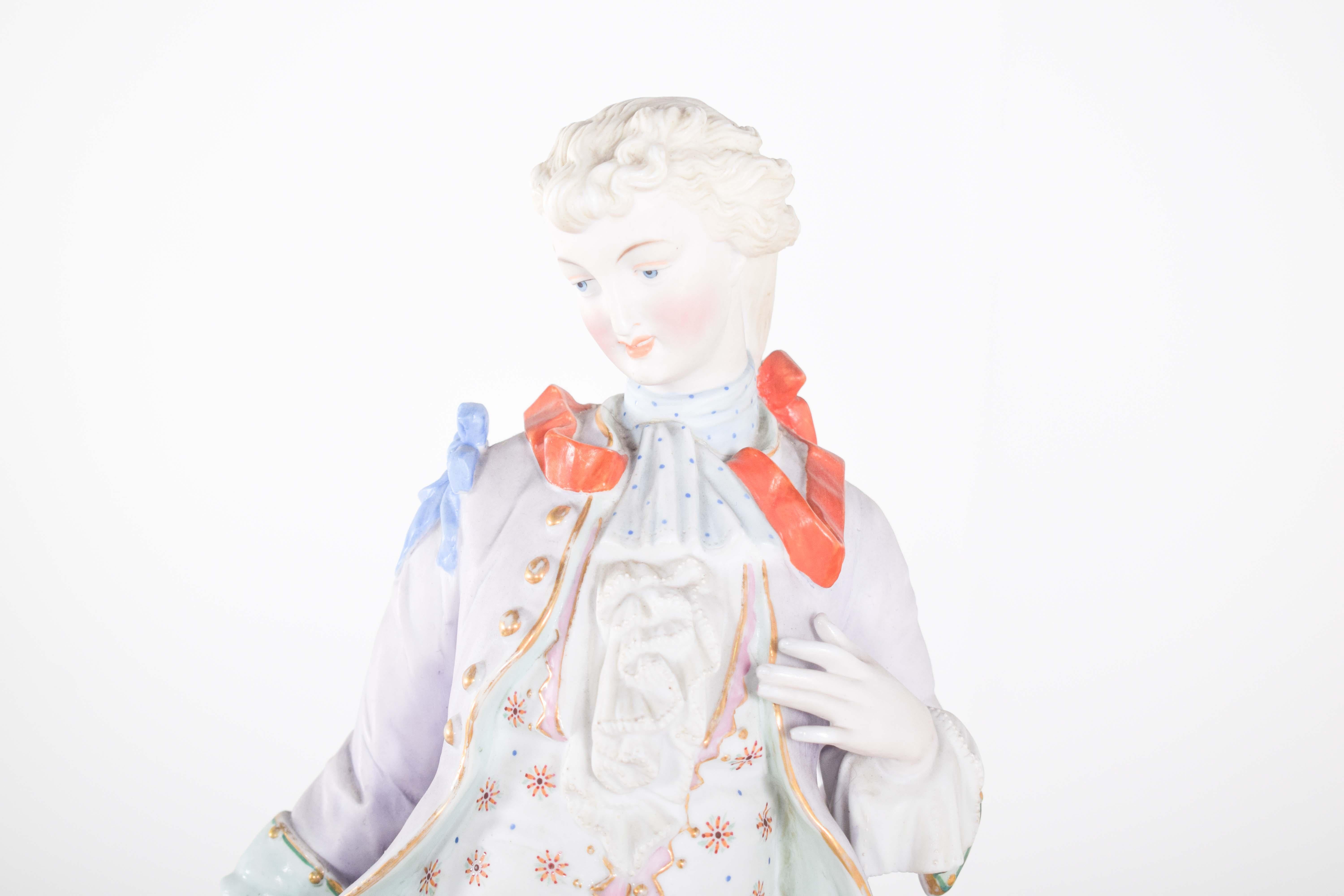 Mid-Century moderno Coppia di sculture di Dresden Porcelain in vendita