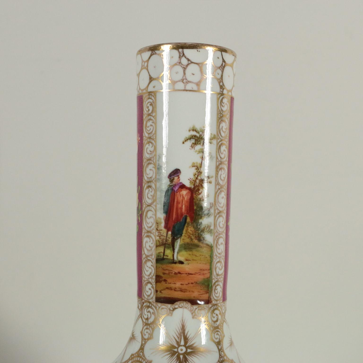 Other Pair of Dresden Vases Porcelain Germany, 19th Century