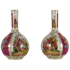 Pair of Dresden Vases Porcelain Germany, 19th Century