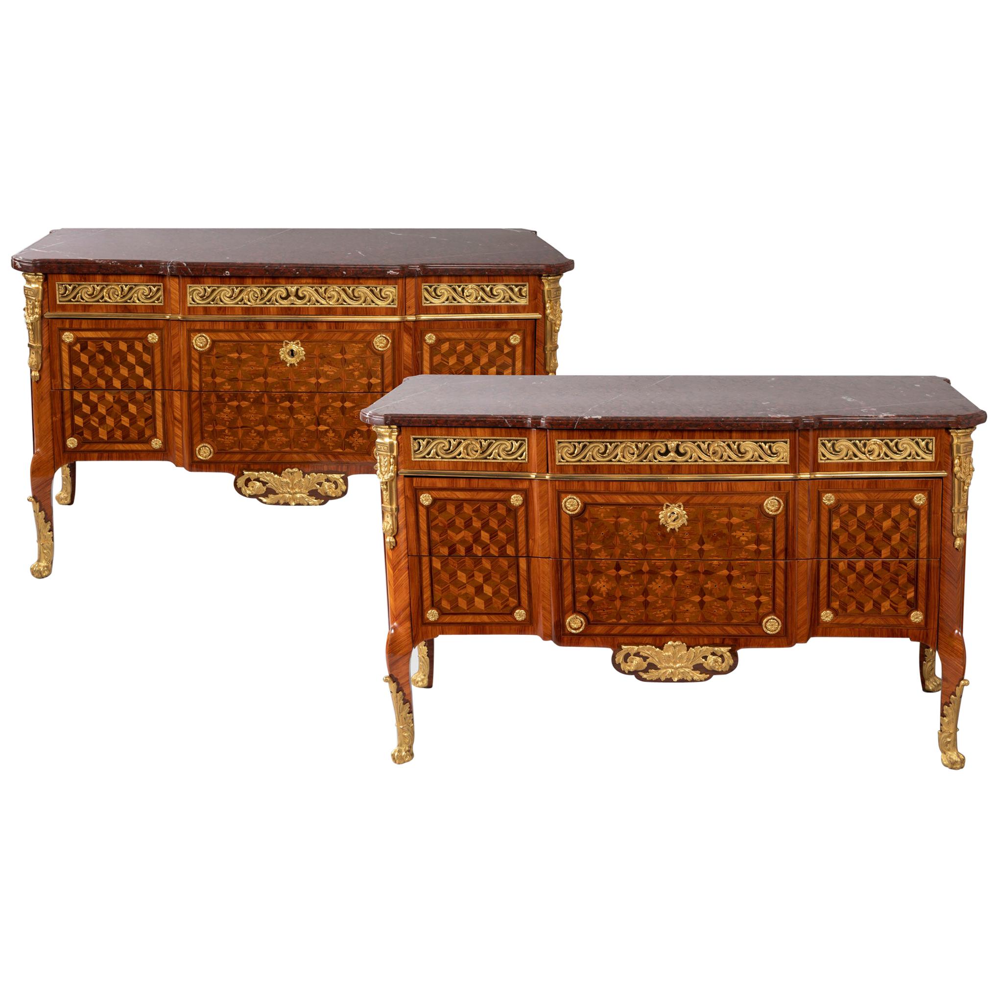 Pair of Dresser, Transition Period 18th Century by Jacques Dautriche For Sale
