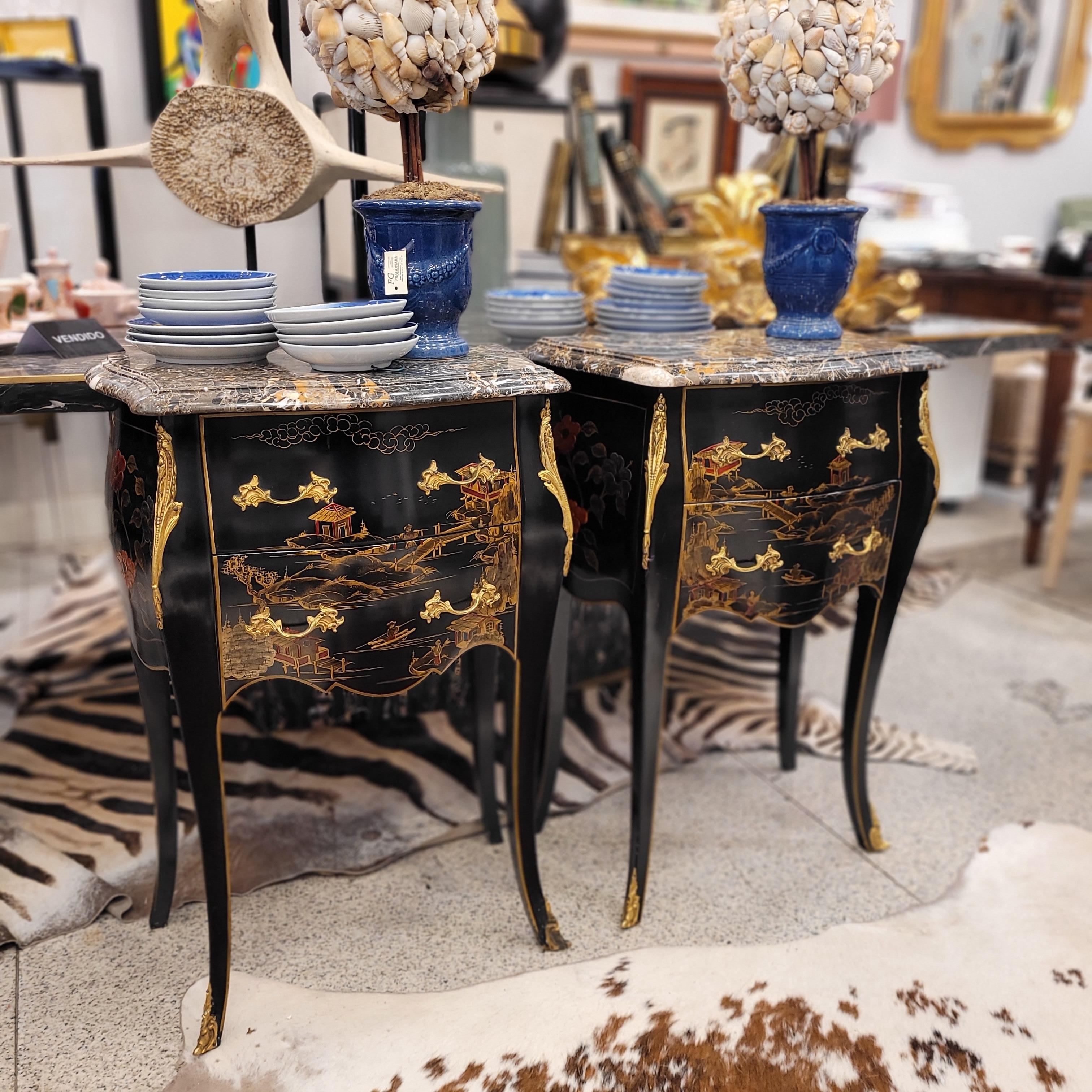 Pair of dressers with Louis XV Style chinoiseries, 1910 – France 9