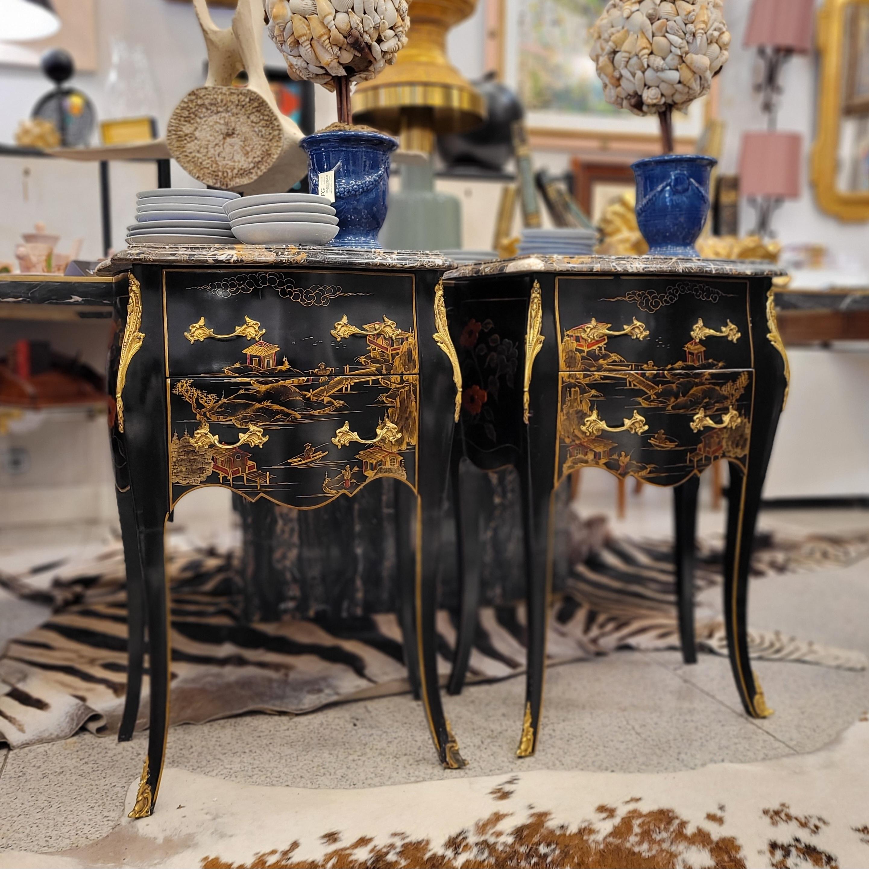 Pair of dressers with Louis XV Style chinoiseries, 1910 – France 10