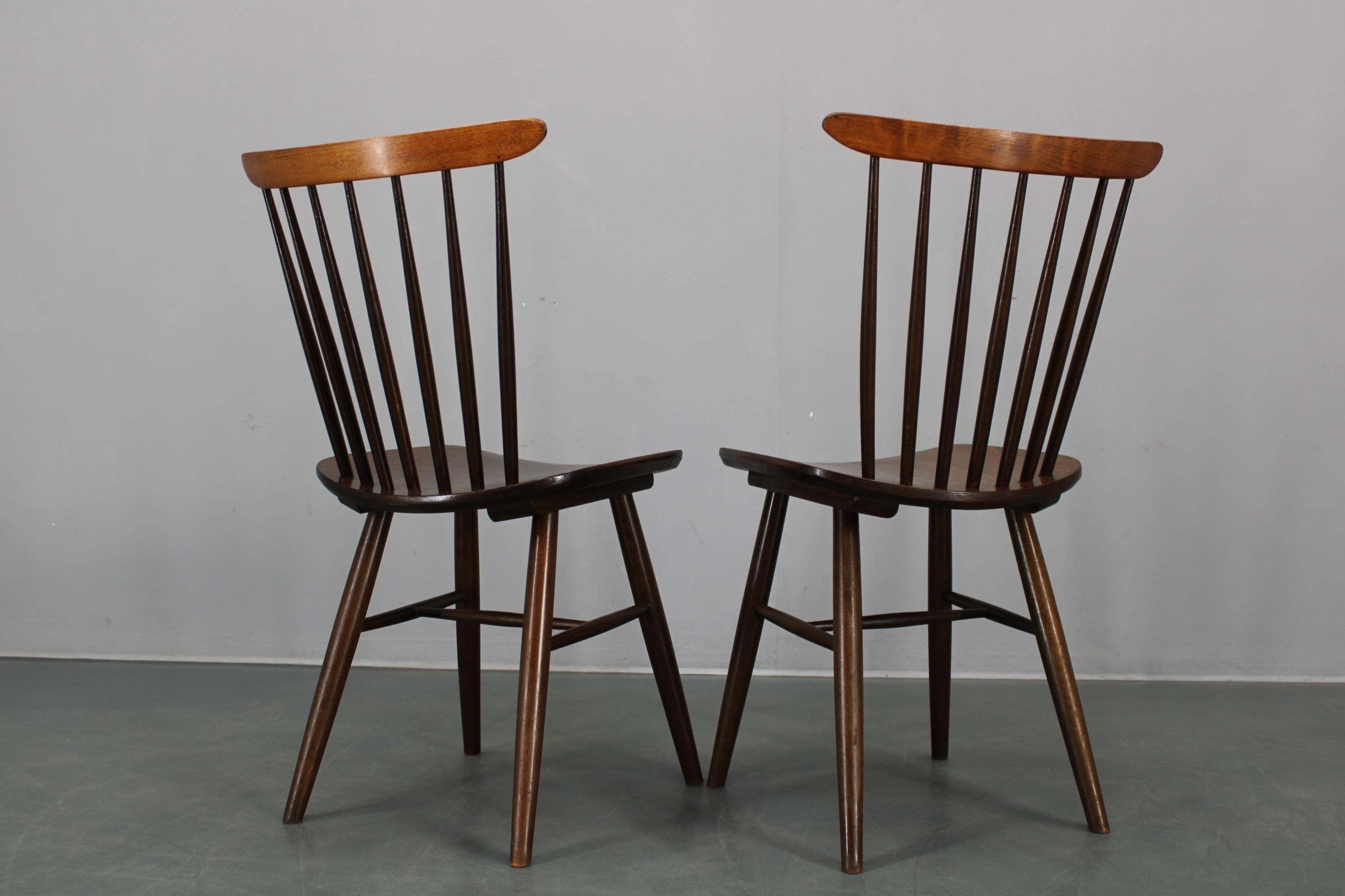 Paar Drevounia Stühle aus massiver Buche und Sperrholzfurnier, Tschechoslowakei, 1970er Jahre (Holz) im Angebot