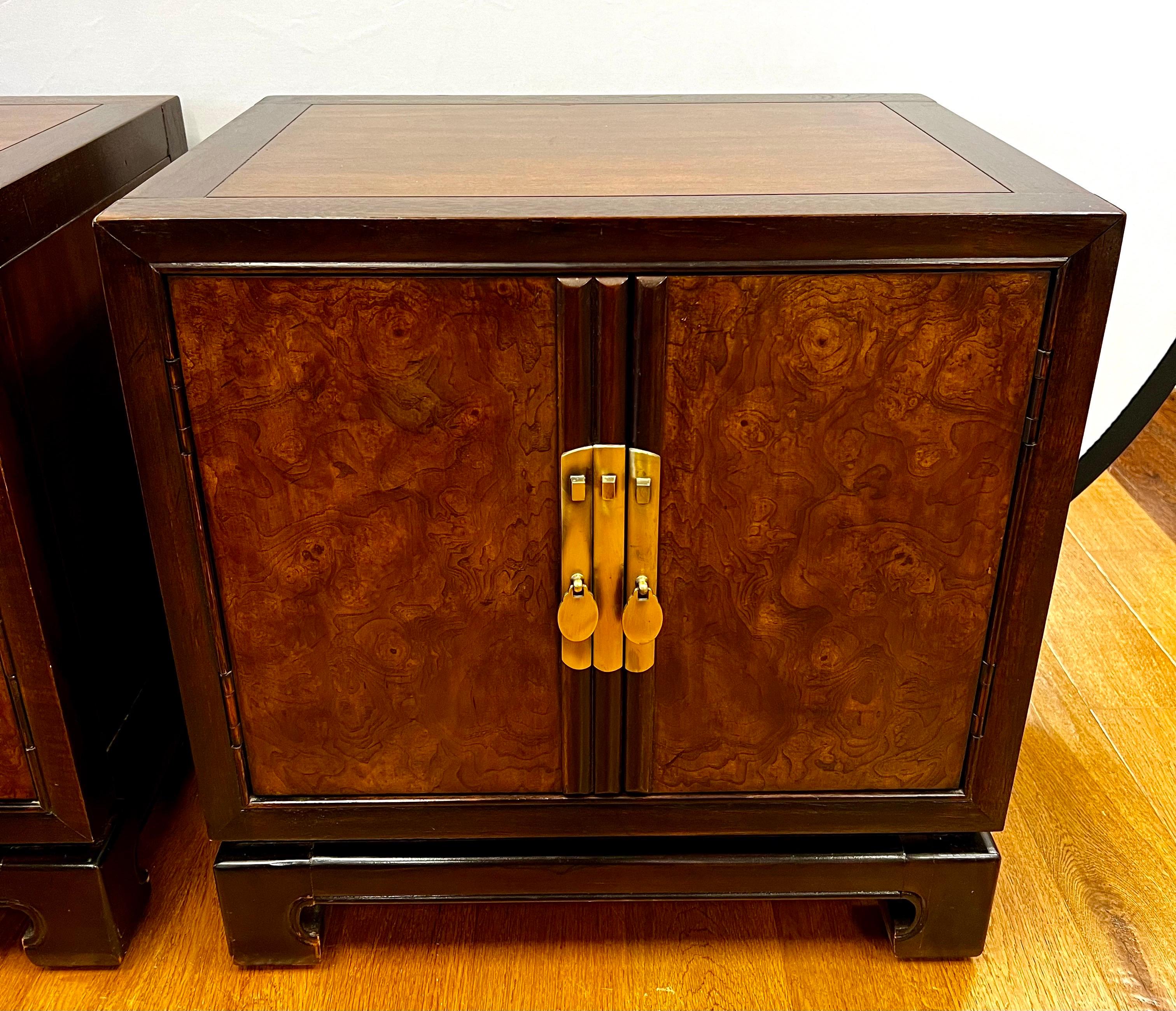 Mid-Century Modern Pair of Drexel Asian Chinoiserie Tai-Ming Nightstands Side Tables