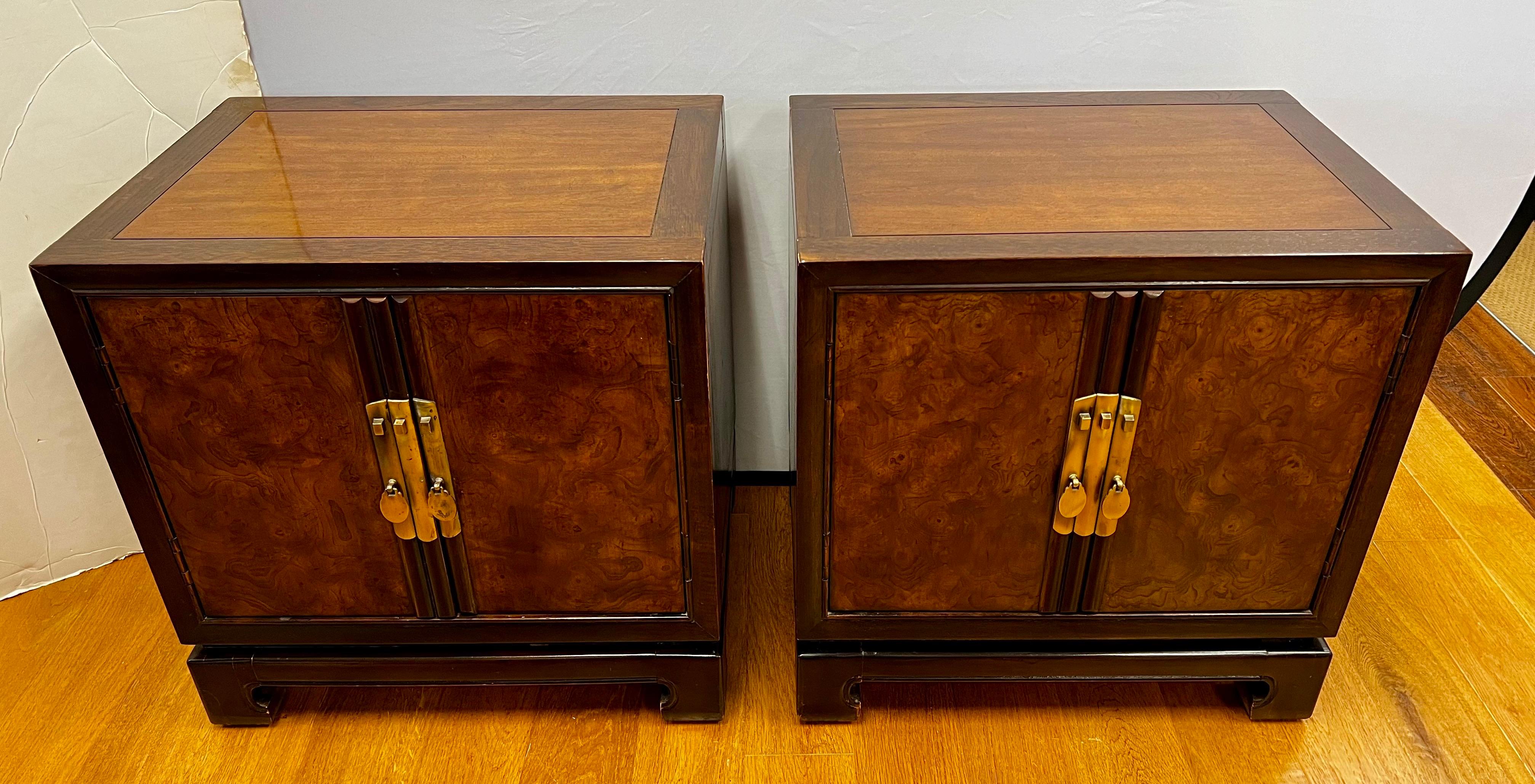 American Pair of Drexel Asian Chinoiserie Tai-Ming Nightstands Side Tables