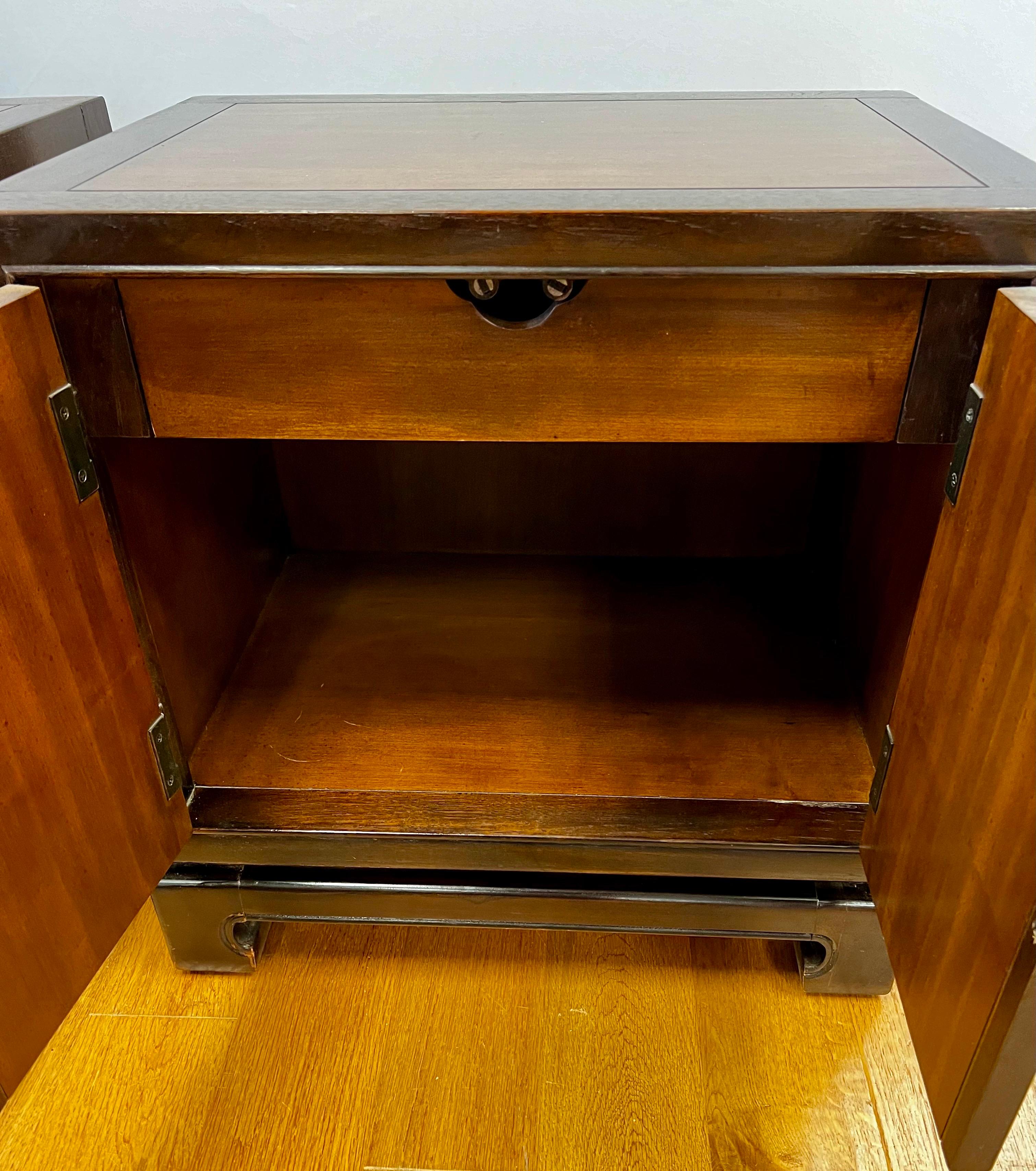 Late 20th Century Pair of Drexel Asian Chinoiserie Tai-Ming Nightstands Side Tables
