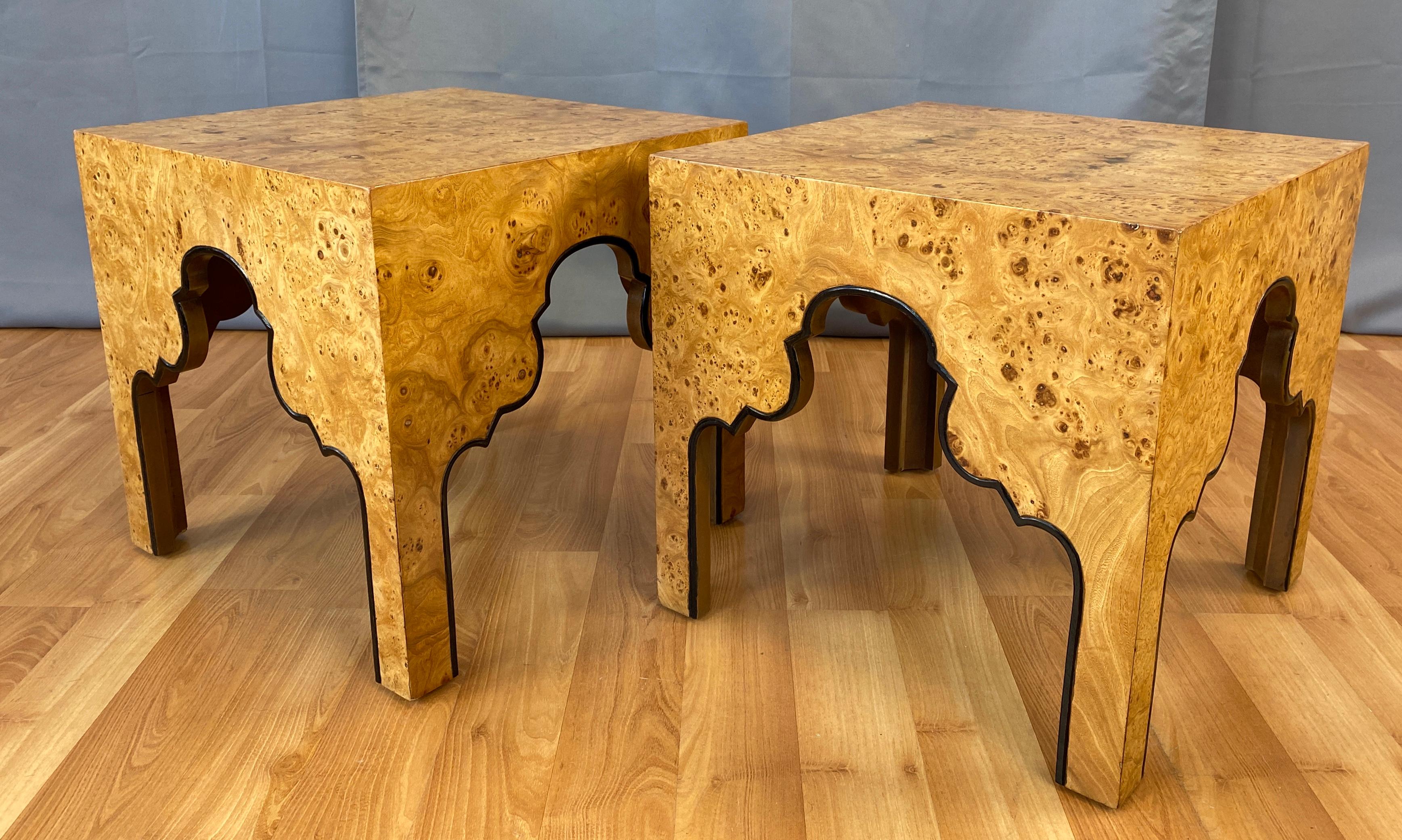 Pair of Drexel Burled Carpathian Elm End Tables Repertoire Collection 4