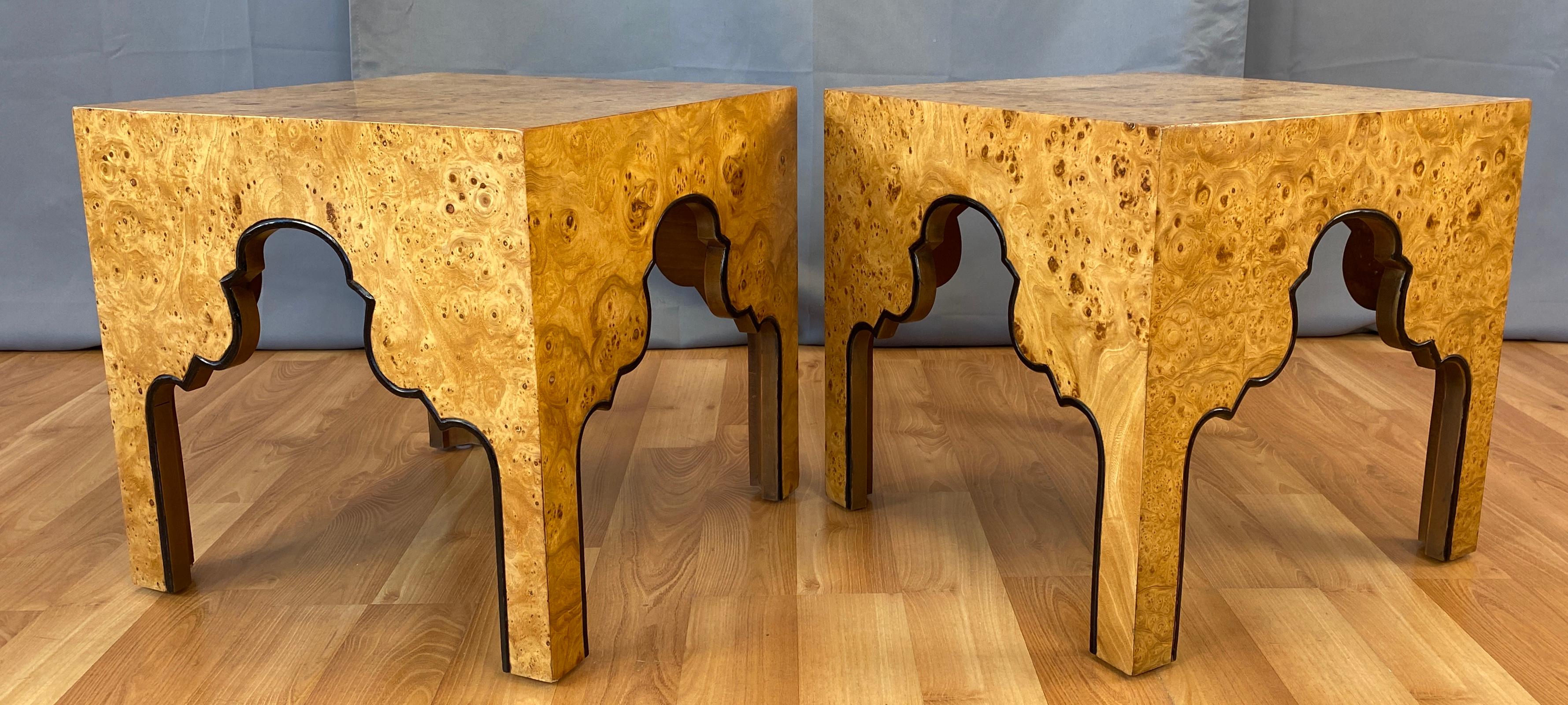 Pair of Drexel Burled Carpathian Elm End Tables Repertoire Collection 5