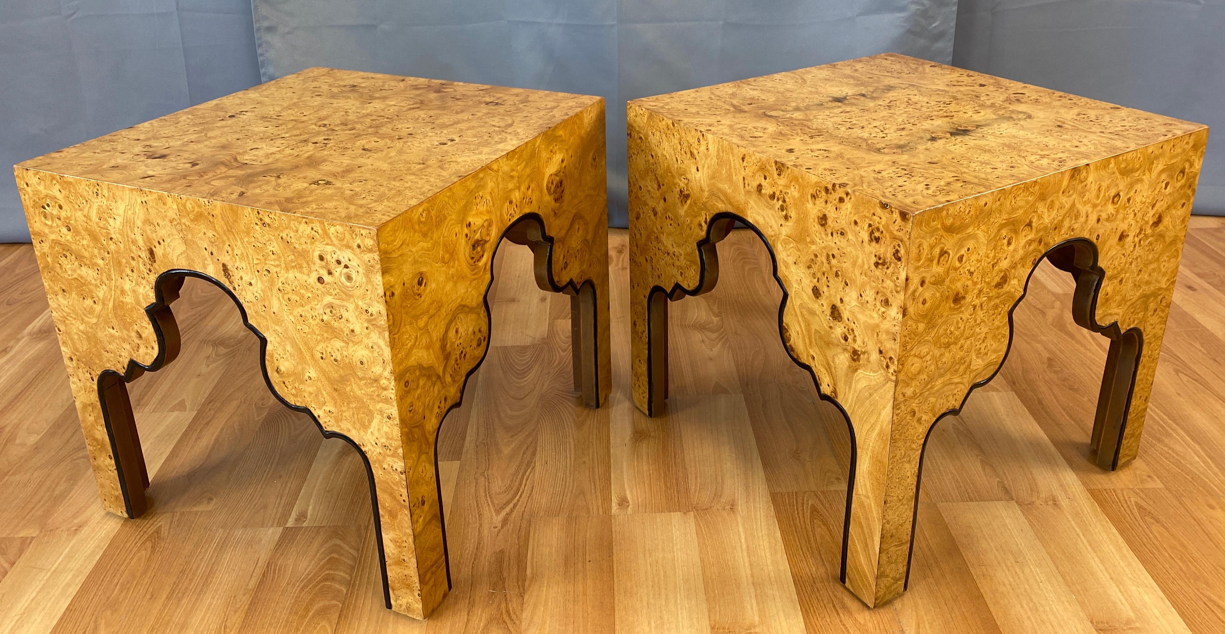 Pair of Drexel Burled Carpathian Elm End Tables Repertoire Collection 6