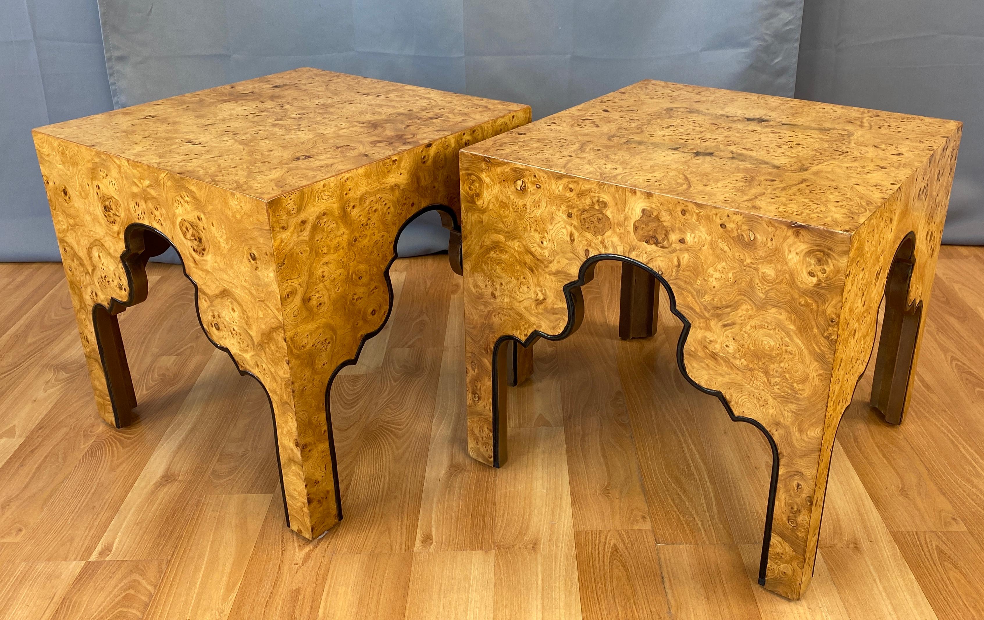 Pair of Drexel Burled Carpathian Elm End Tables Repertoire Collection 10