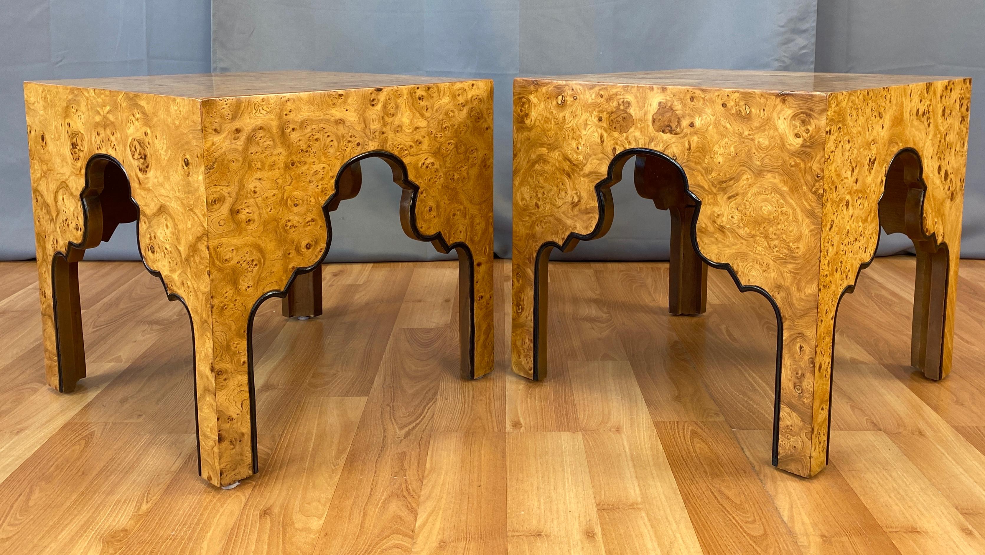 Pair of Drexel Burled Carpathian Elm End Tables Repertoire Collection 11