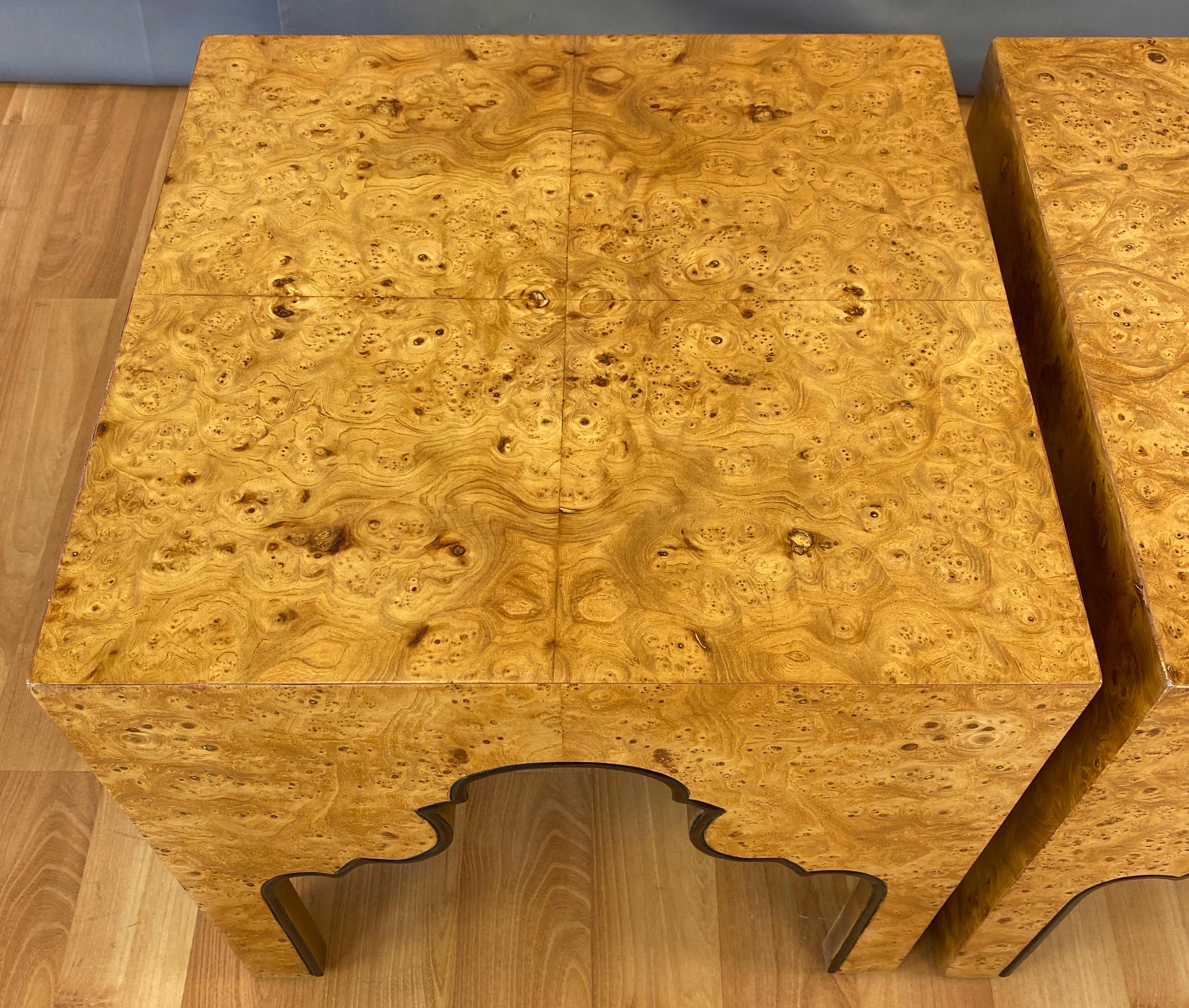 Pair of Drexel Burled Carpathian Elm End Tables Repertoire Collection 2