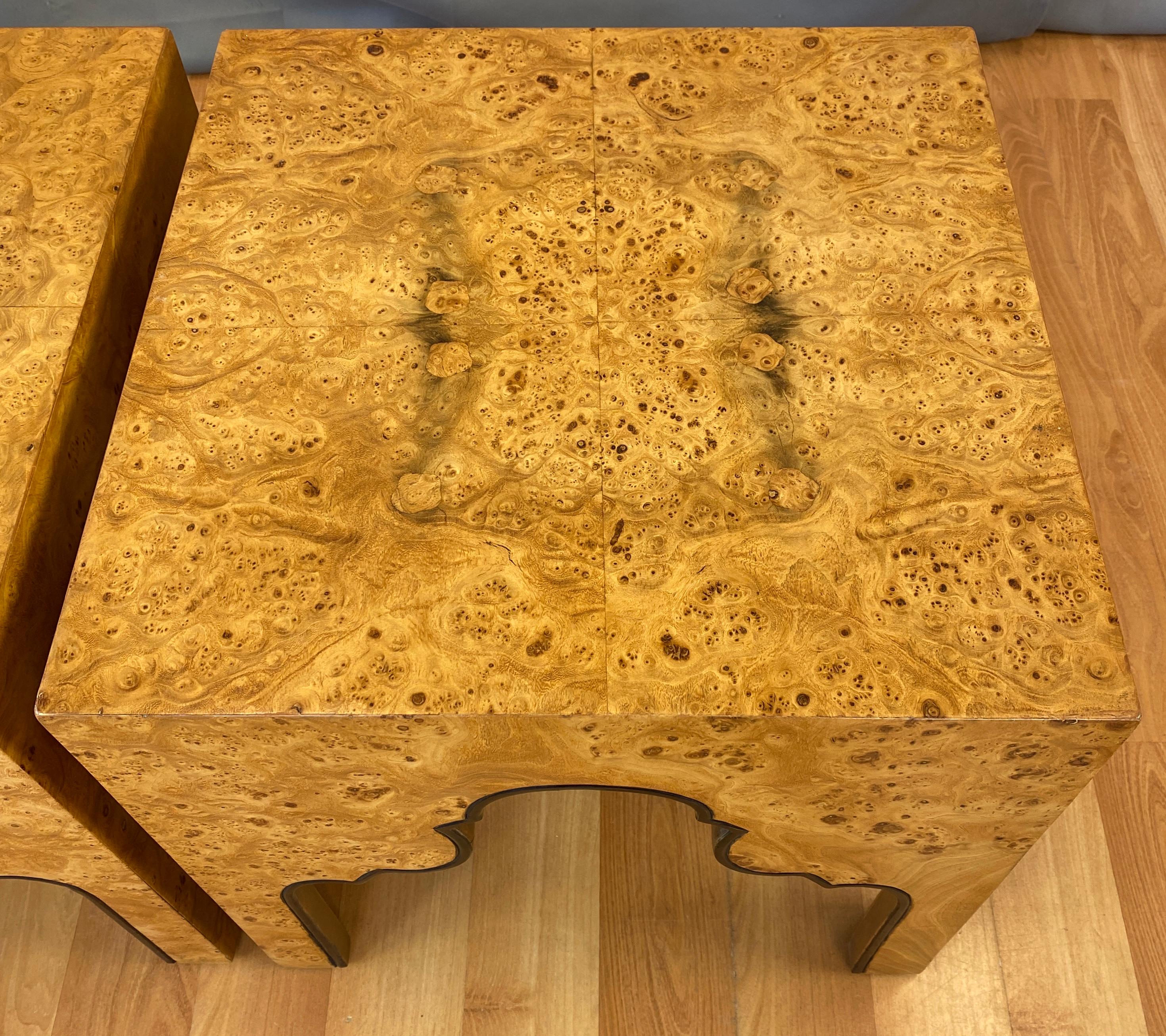 Pair of Drexel Burled Carpathian Elm End Tables Repertoire Collection 3