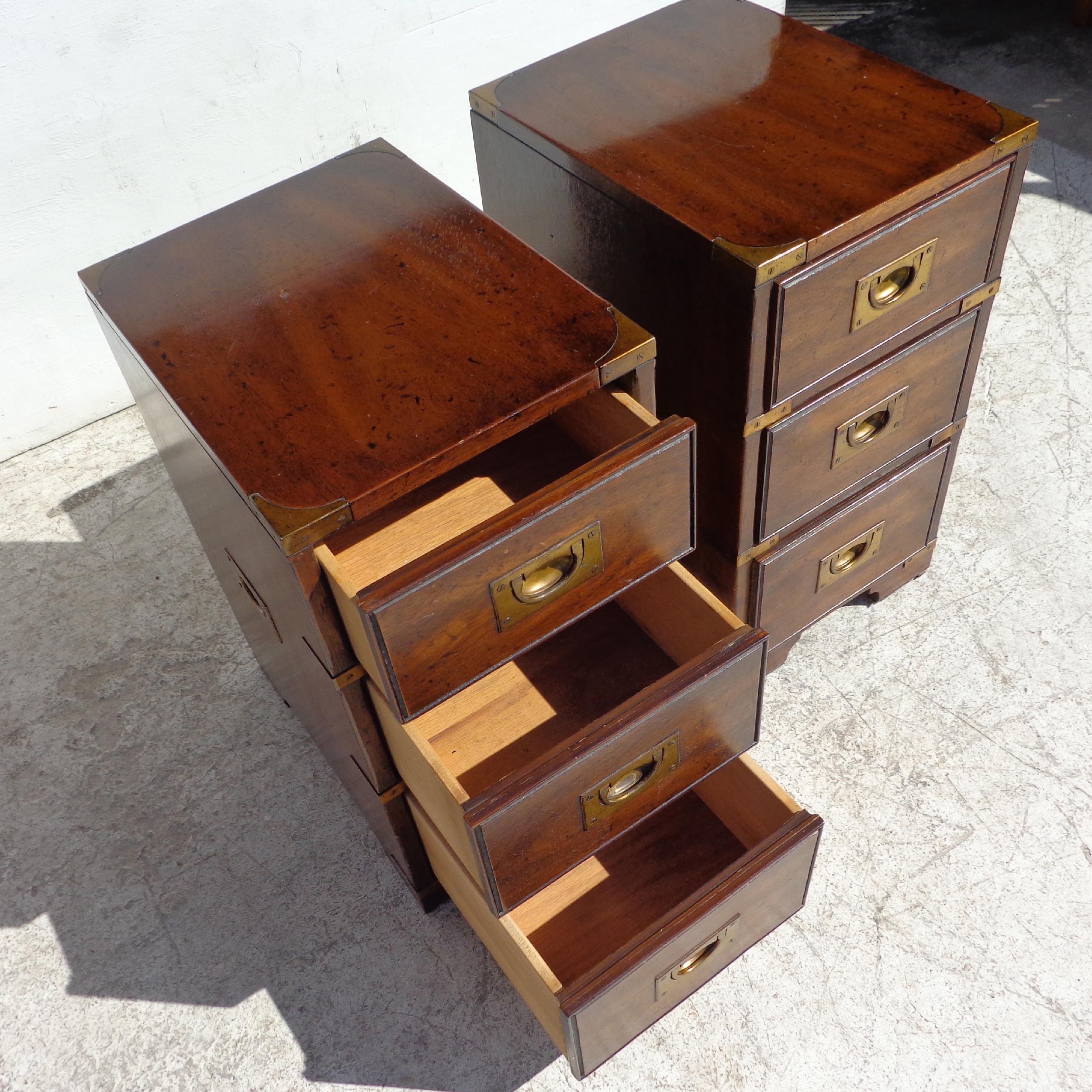 Pair of Drexel Campaign Cabinet Nightstands 4