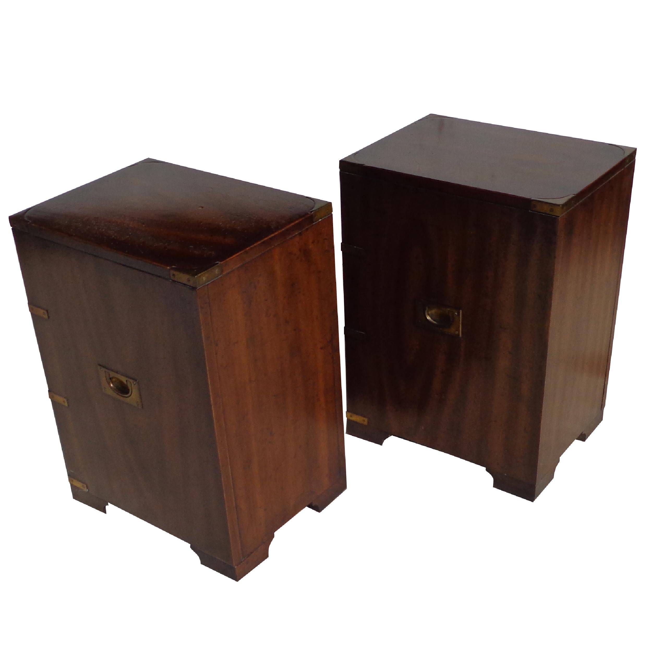 Pair of Drexel Campaign Cabinet Nightstands 1