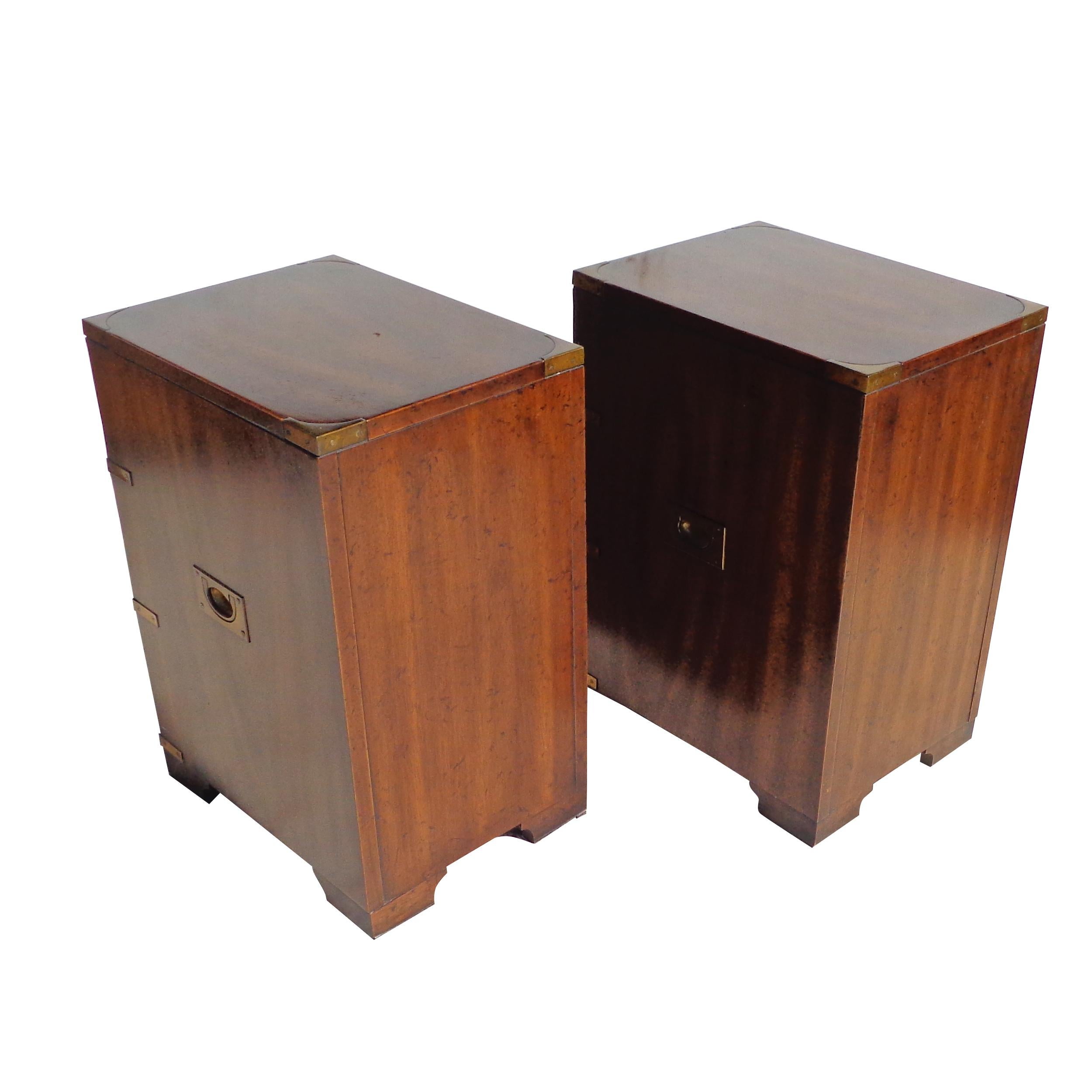 Pair of Drexel Campaign Cabinet Nightstands 2