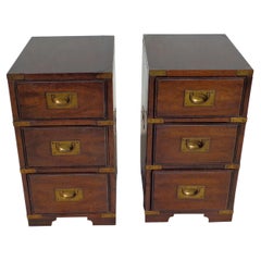 Pair of Drexel Campaign Cabinet Nightstands
