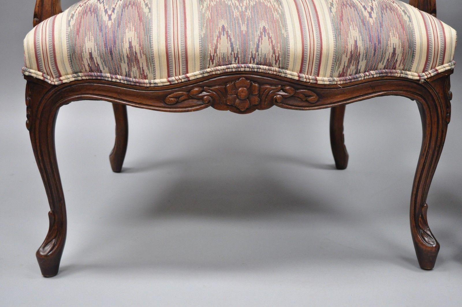 American Pair of Drexel Heritage French Provincial Louis XV Style Armchairs