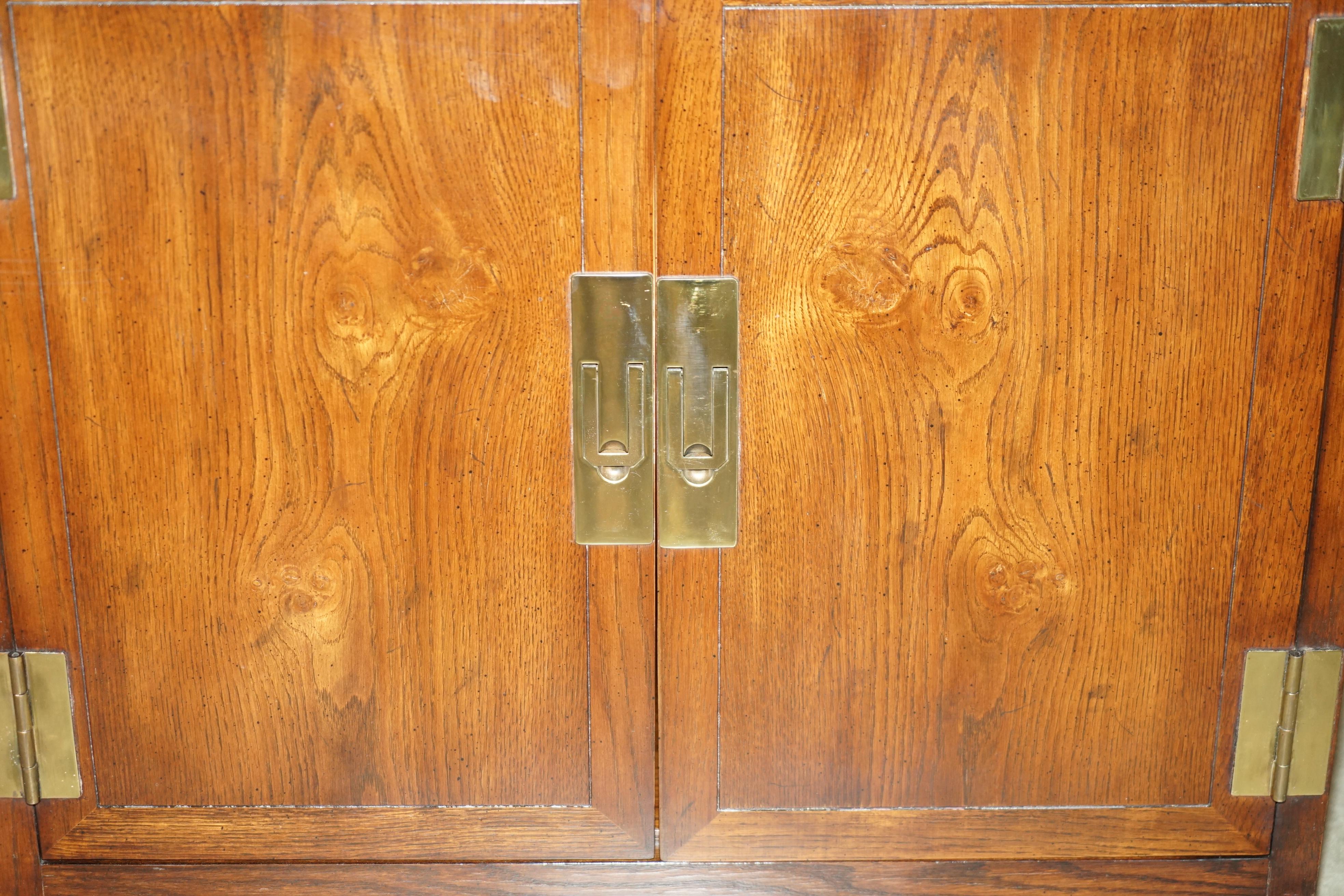 PAIR OF DREXEL HERITAGE MILITARY CAMPAIGN SIDEBOARDS WHiCH ARE PART OF A SUITE 7