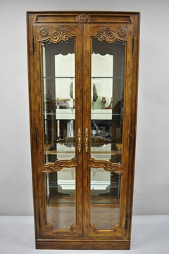 Pair of Drexel Heritage Old Continent Lighted Curio China Cabinet Display Case