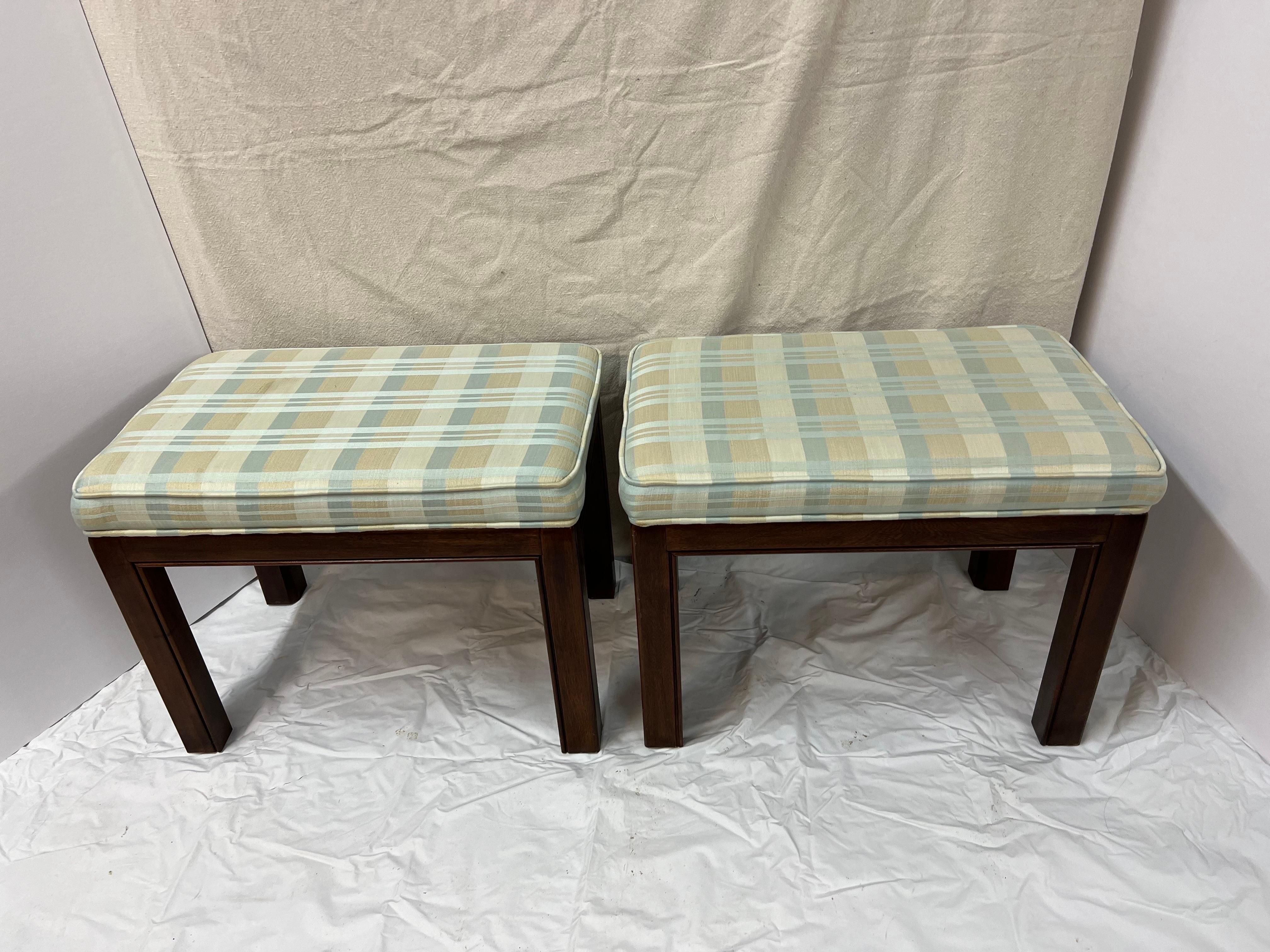 American Classical Pair of Drexel Heritage Ottomans or Stools