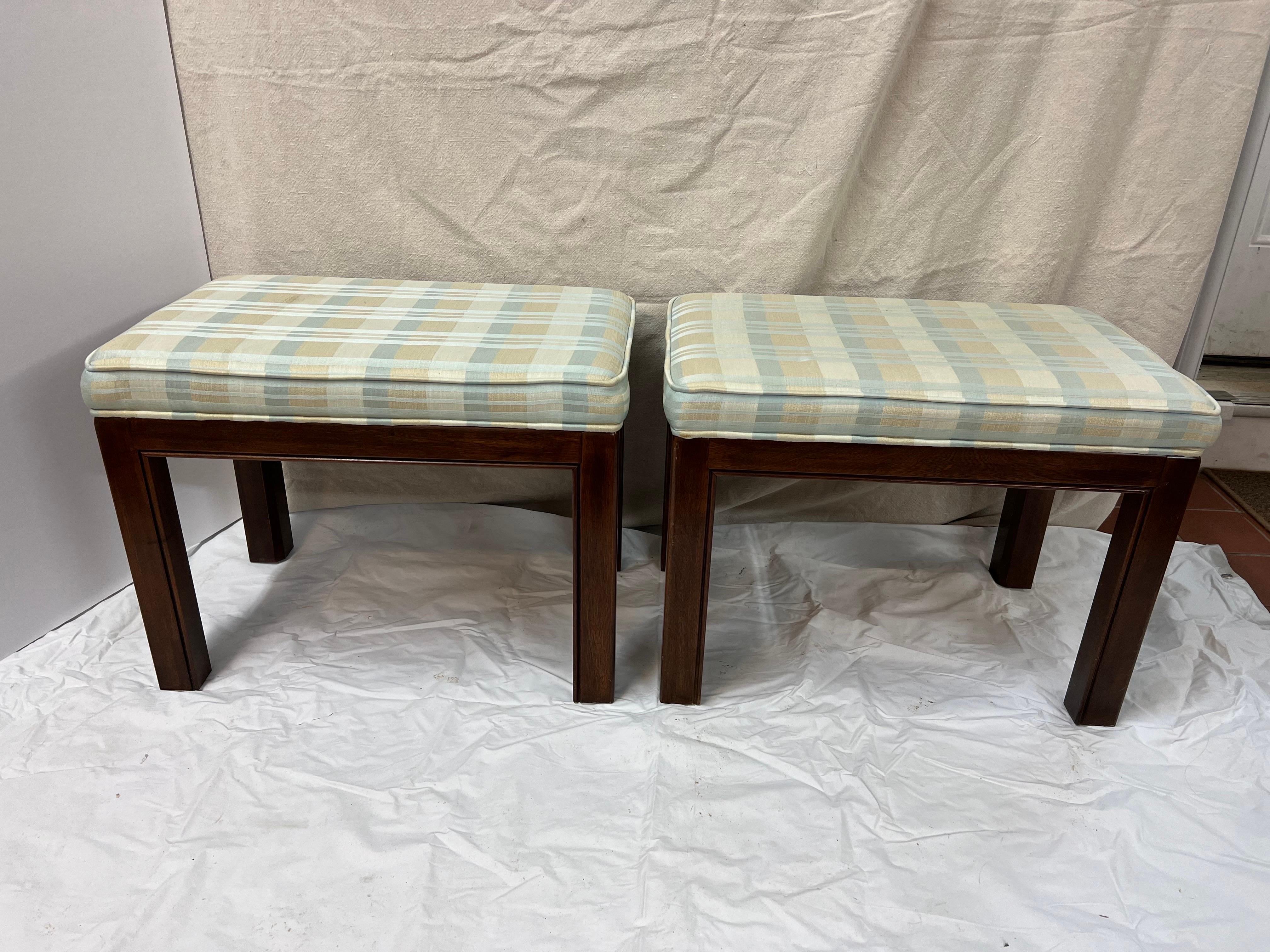 North American Pair of Drexel Heritage Ottomans or Stools