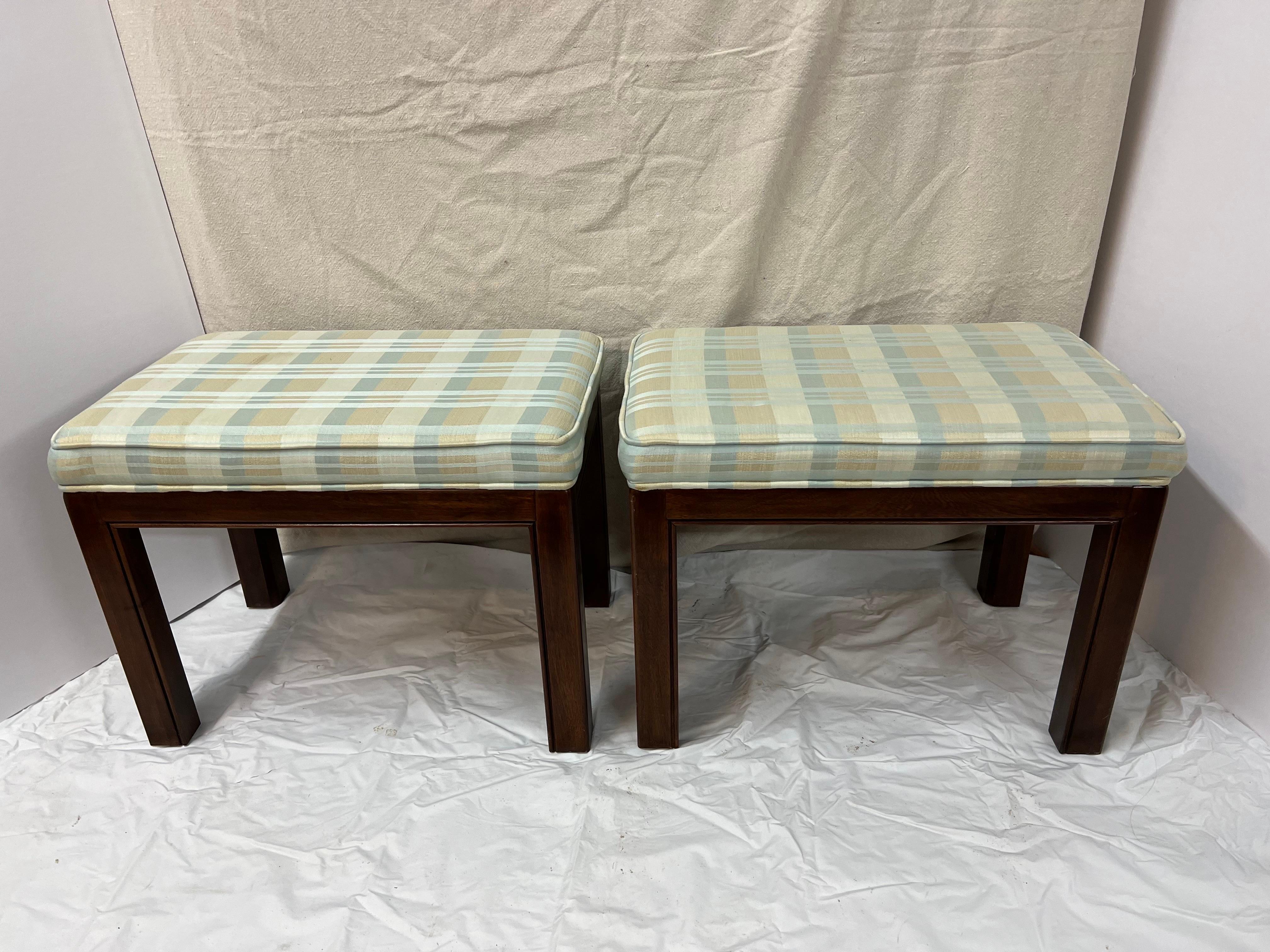 Pair of Drexel Heritage Ottomans or Stools In Good Condition In Redding, CT