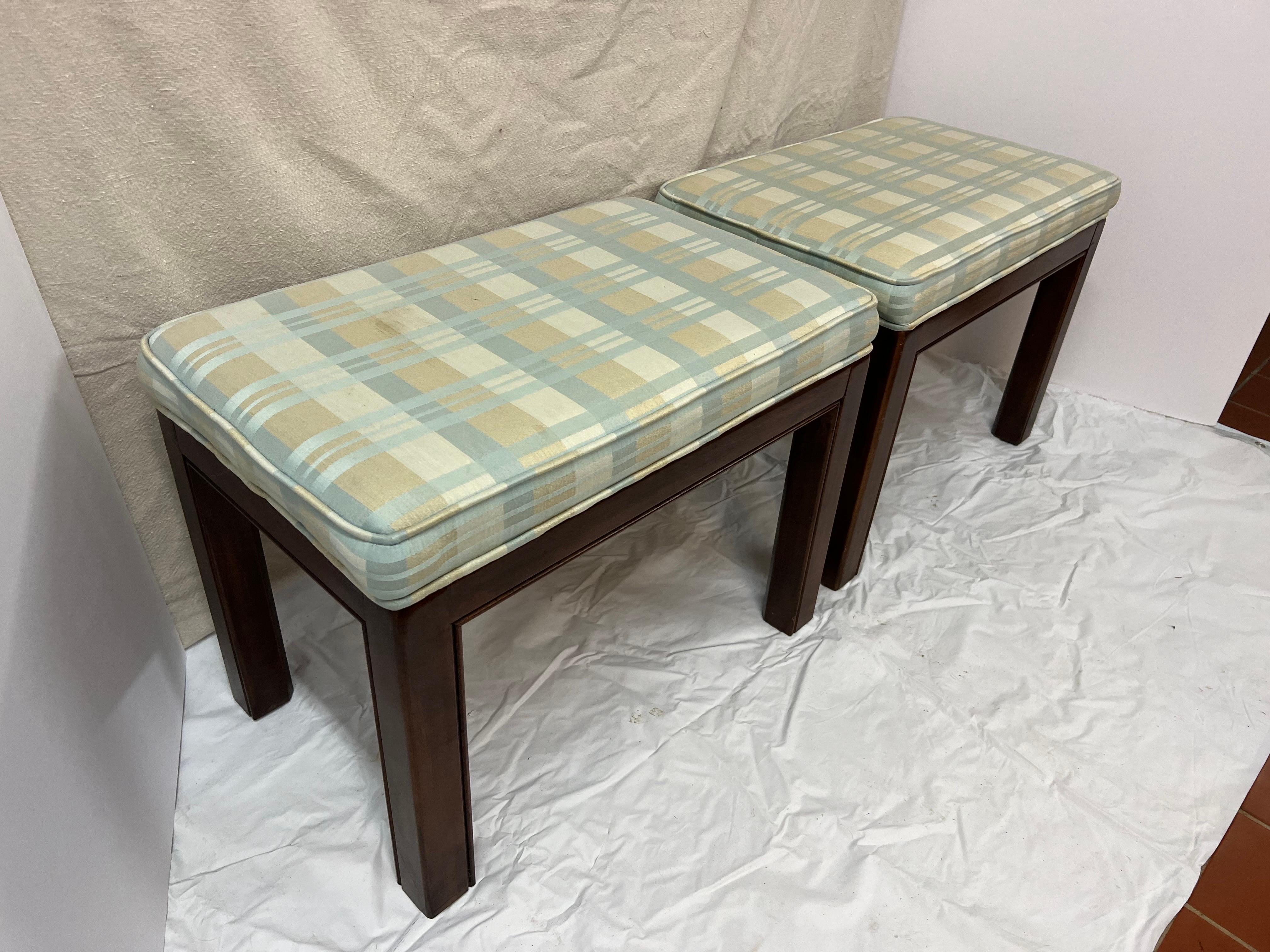 Upholstery Pair of Drexel Heritage Ottomans or Stools