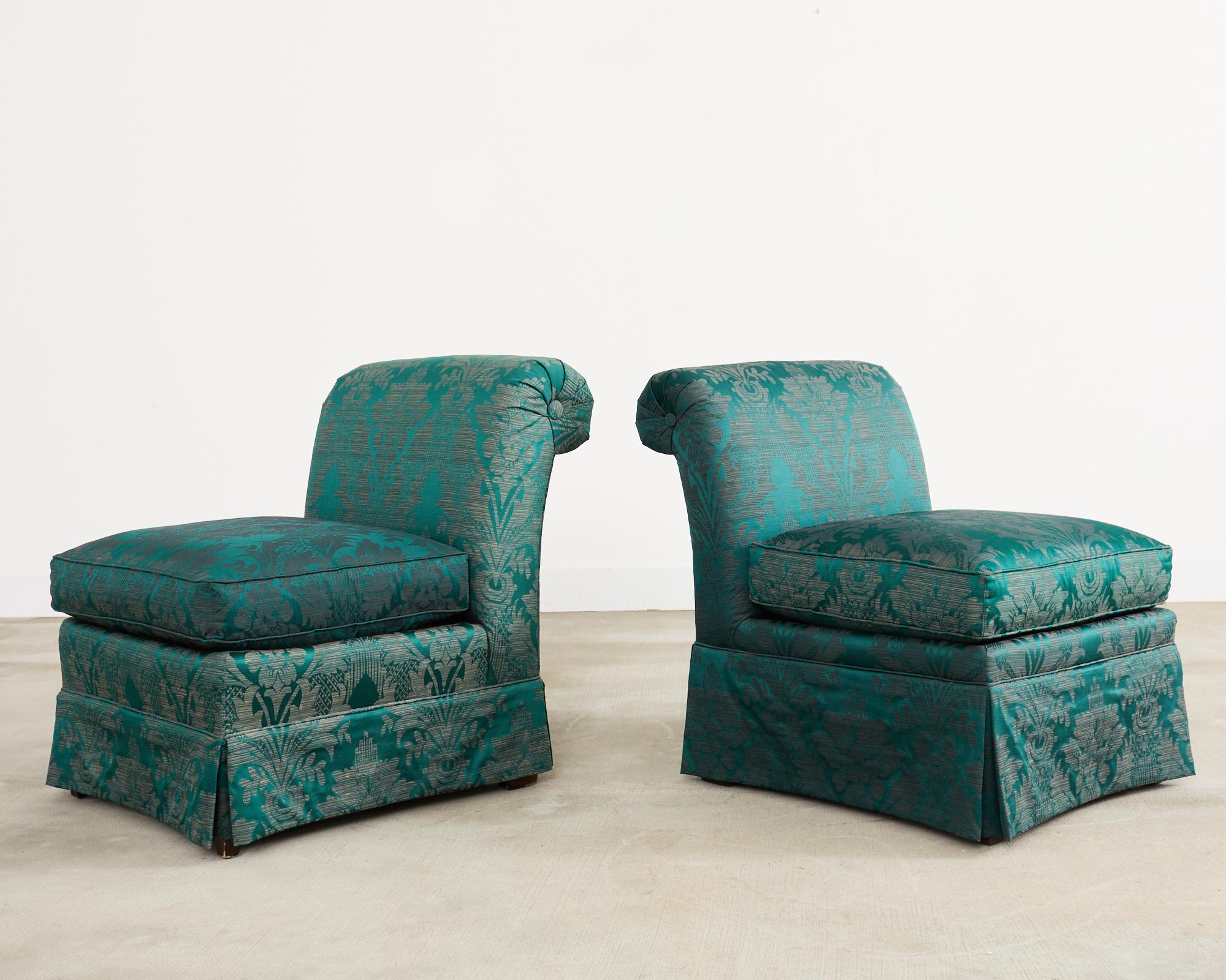Américain Paire de fauteuils Drexel Heritage en tissu de style Fortuny en vente