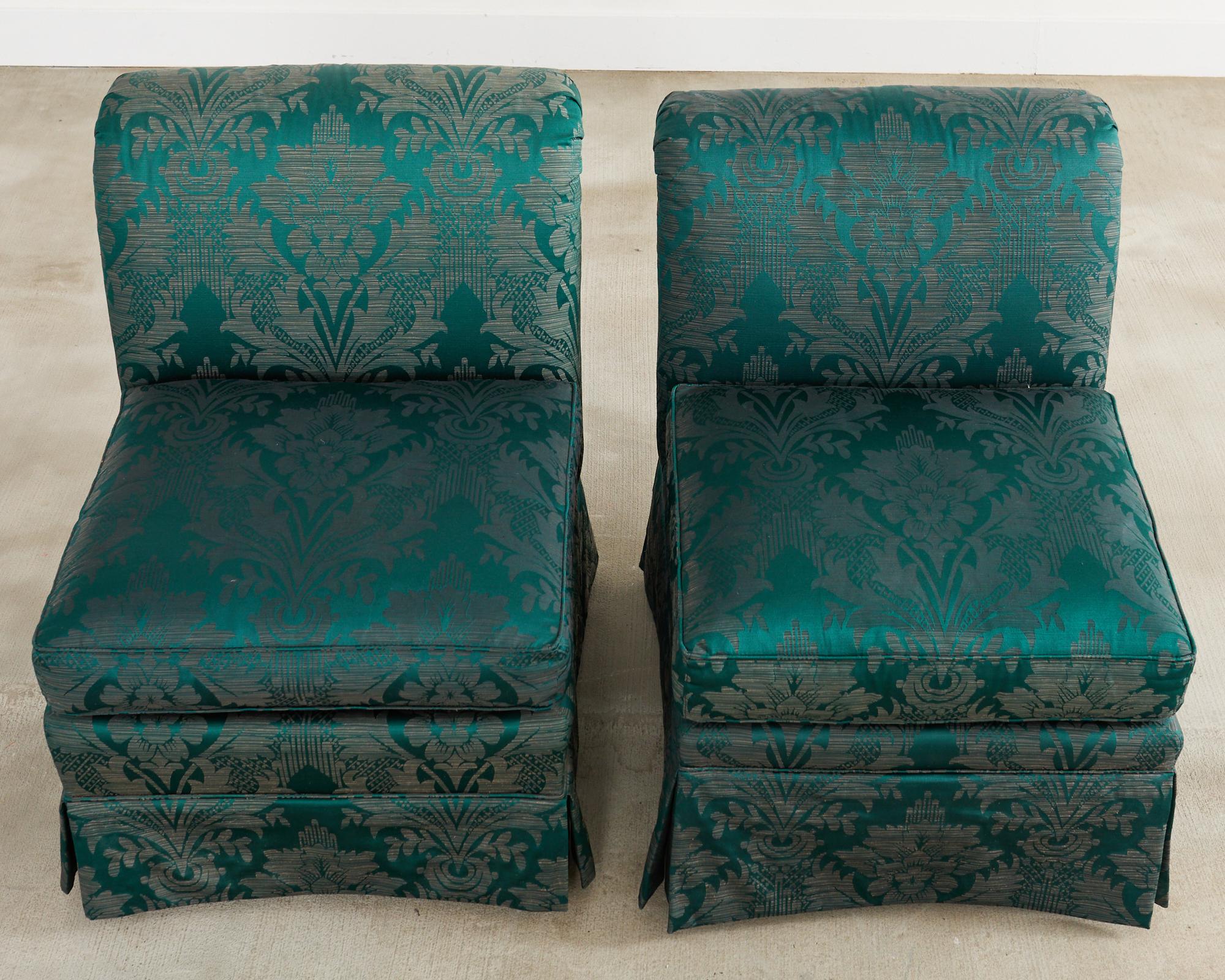 Paire de fauteuils Drexel Heritage en tissu de style Fortuny Bon état - En vente à Rio Vista, CA