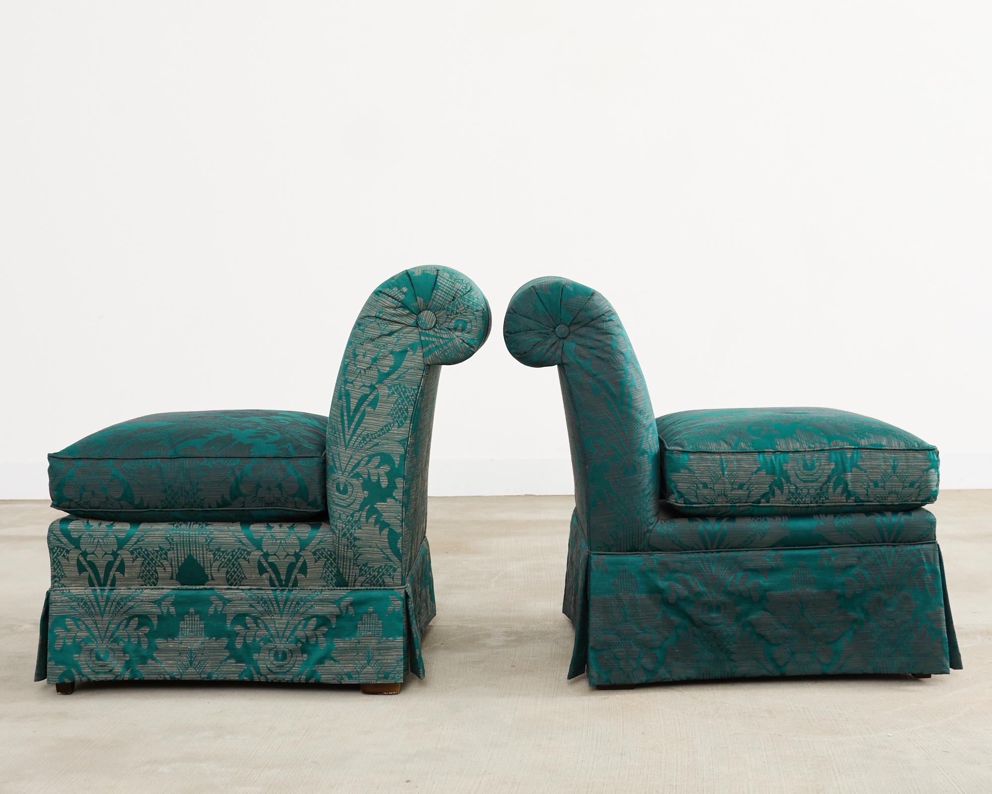 20ième siècle Paire de fauteuils Drexel Heritage en tissu de style Fortuny en vente