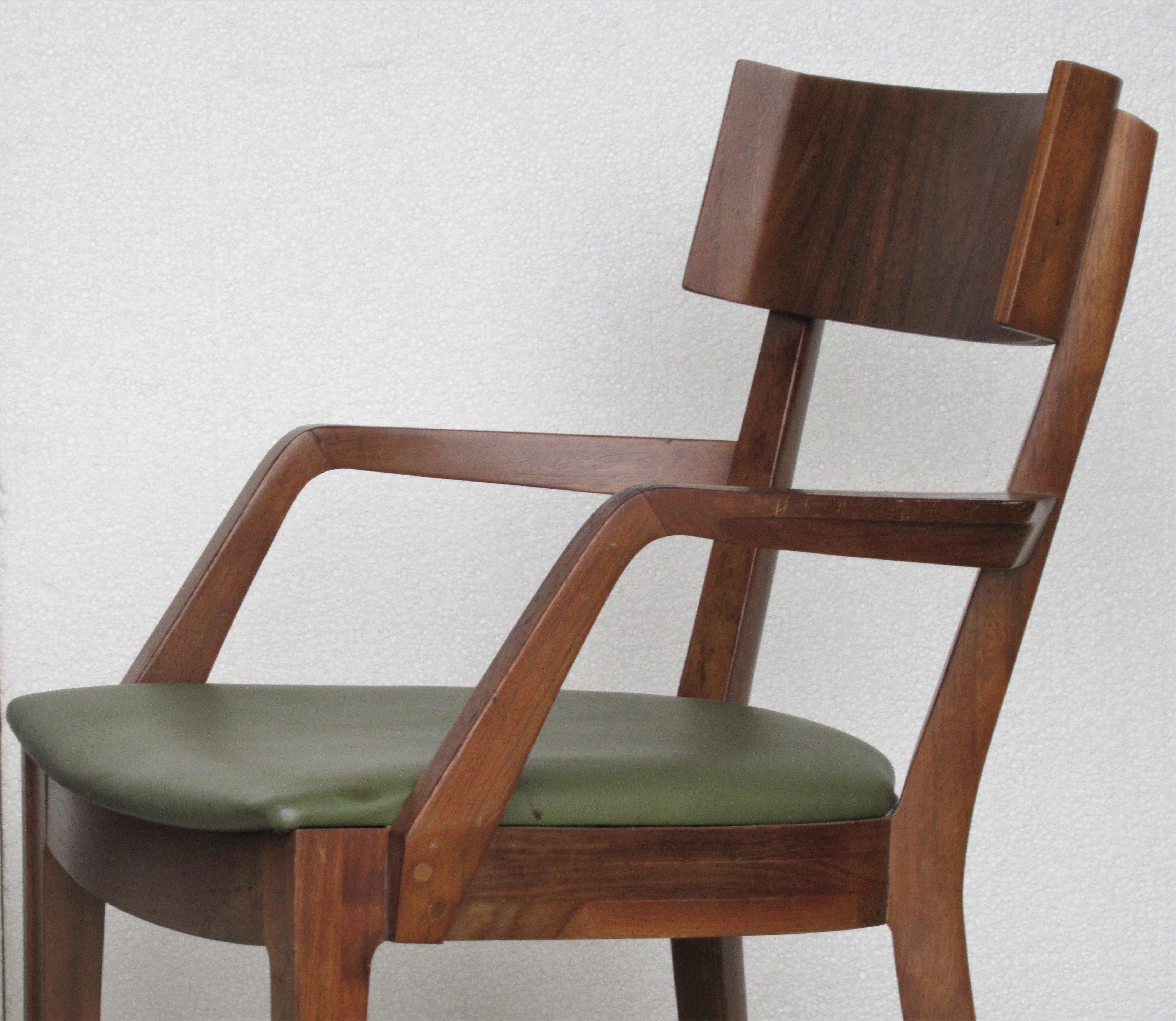 Pair of Drexel Modern Line Pegged Walnut Armchairs 13