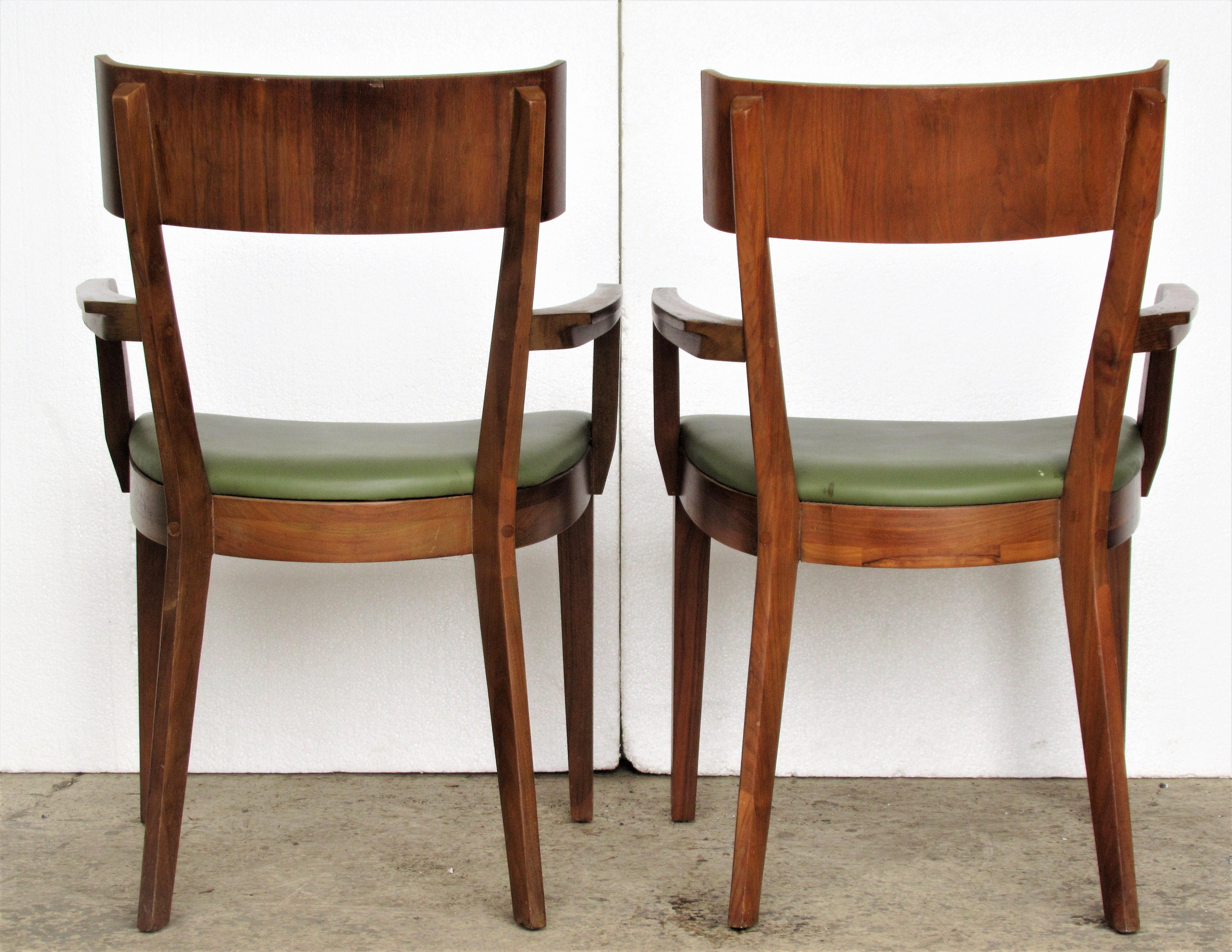 20th Century Pair of Drexel Modern Line Pegged Walnut Armchairs