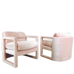 Pair of Drexel Parson Style Lounge Chairs in the Style of Milo Baughman