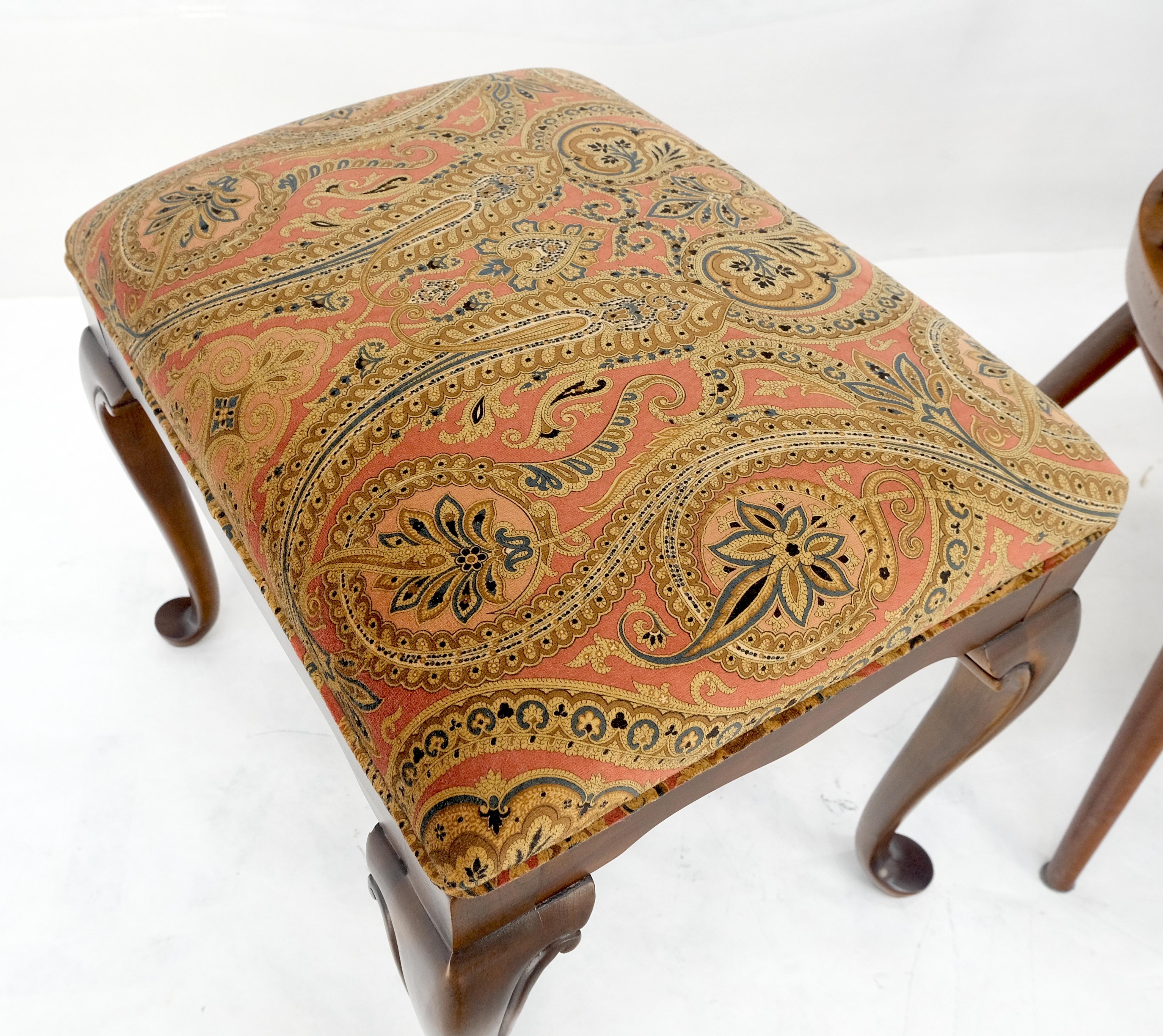 Pair of Drexel Queen Ann Decorative Walnut Benches c1970s MINT For Sale 4