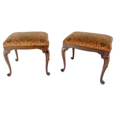Pair of Drexel Queen Ann Decorative Walnut Benches c1970s MINT