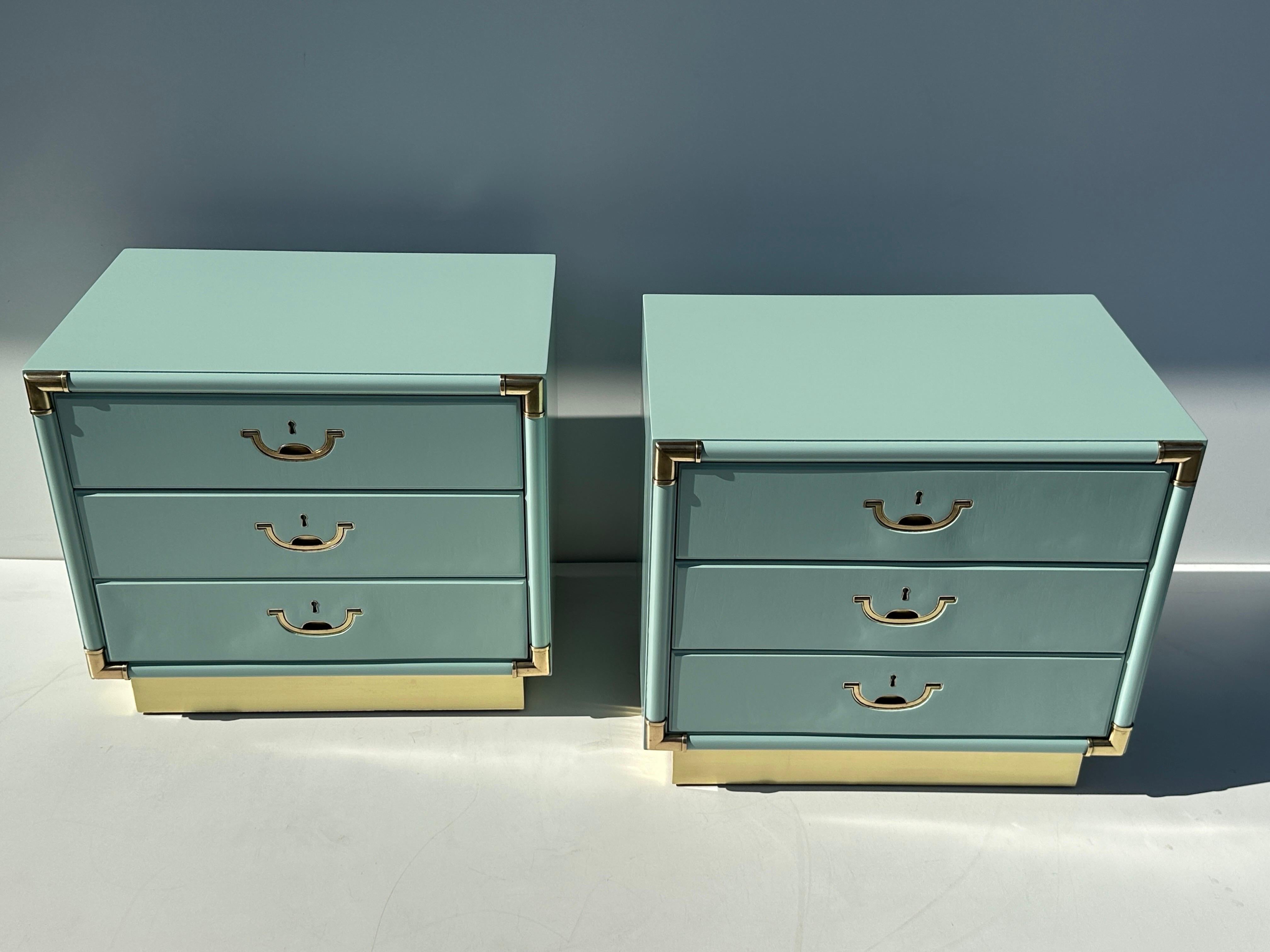 American Pair of Drexel Turquoise Nightstands  For Sale